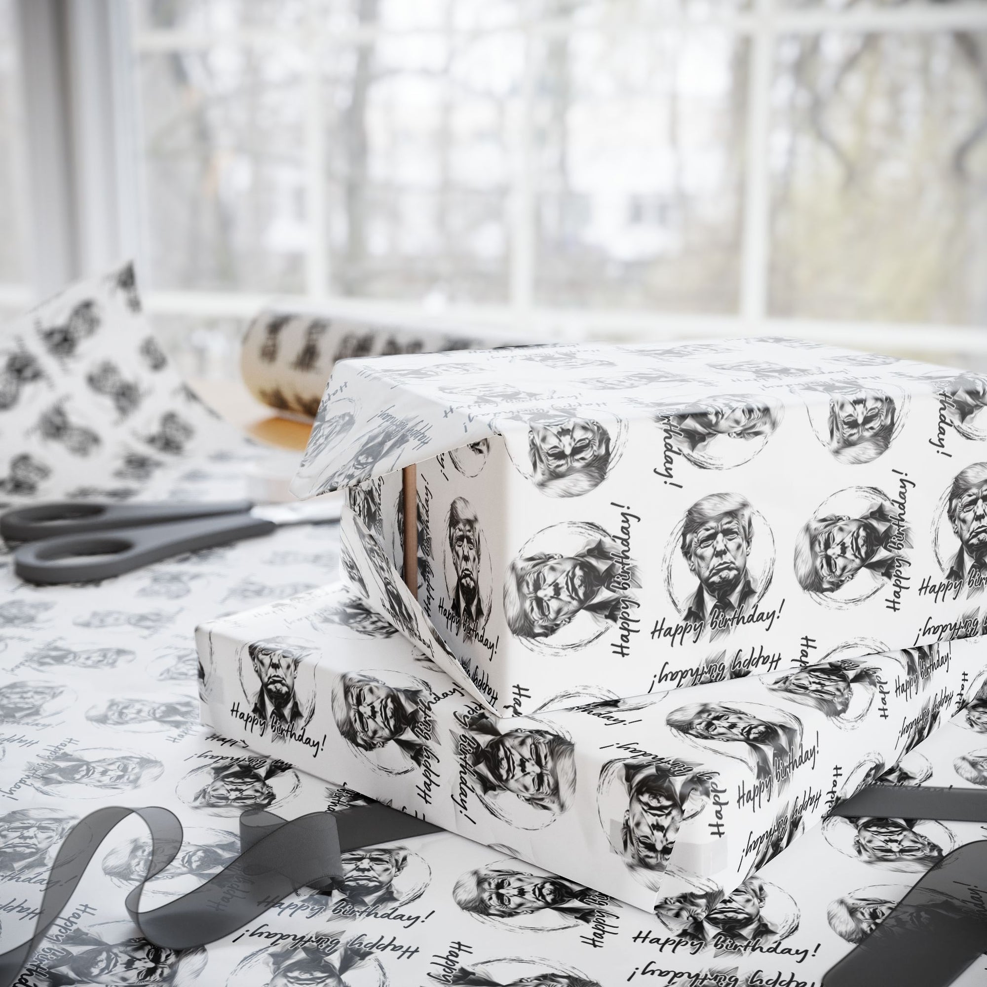 Whimsical Trump Happy Birthday Wrapping Paper