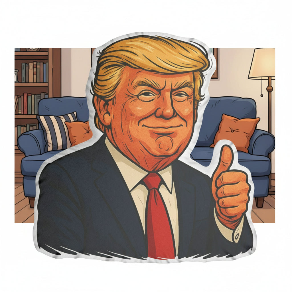 Politician Caricature Shaped Pillow — Double-Sided Silhouette Cushion