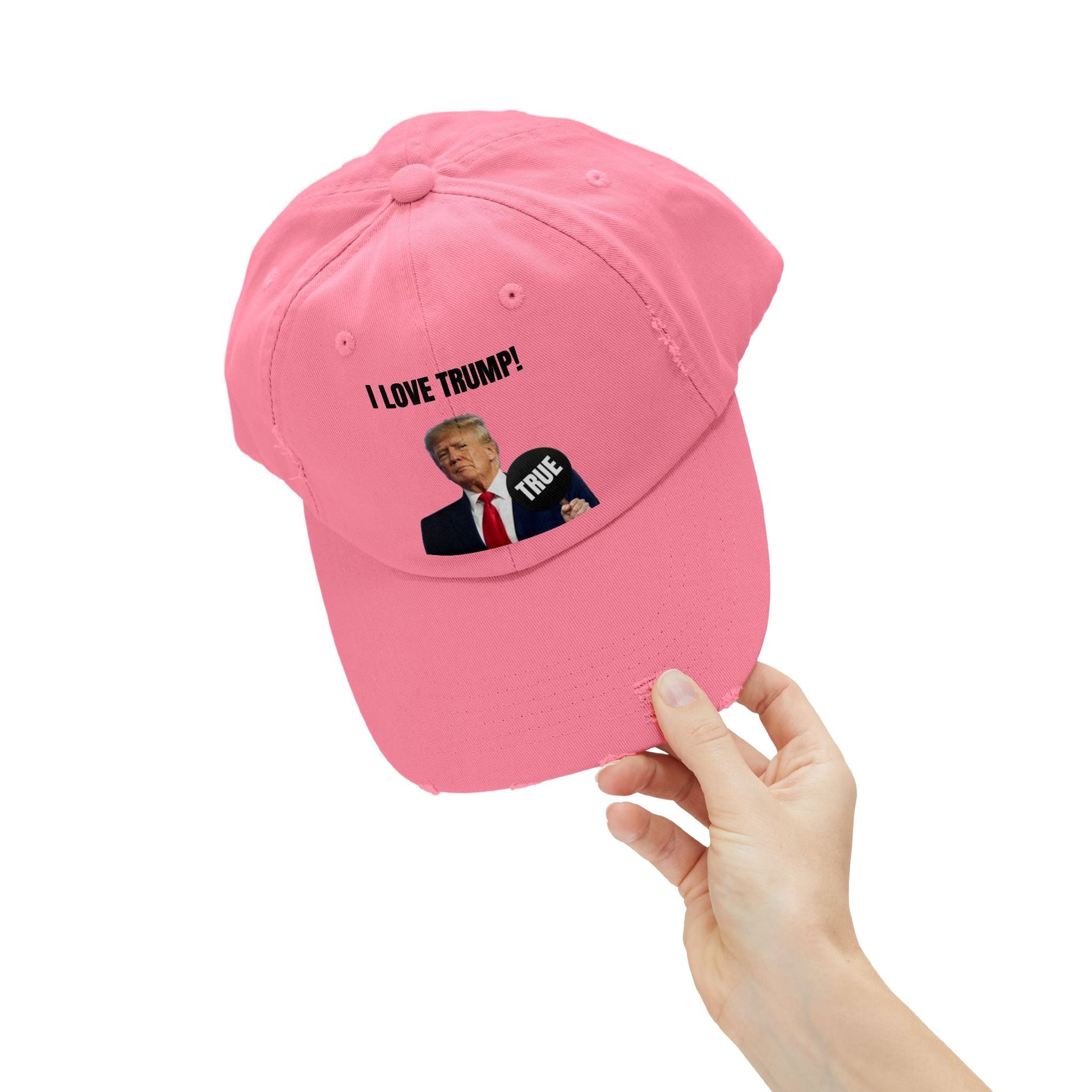 Trump True Sign Unisex Distressed Cap Printify