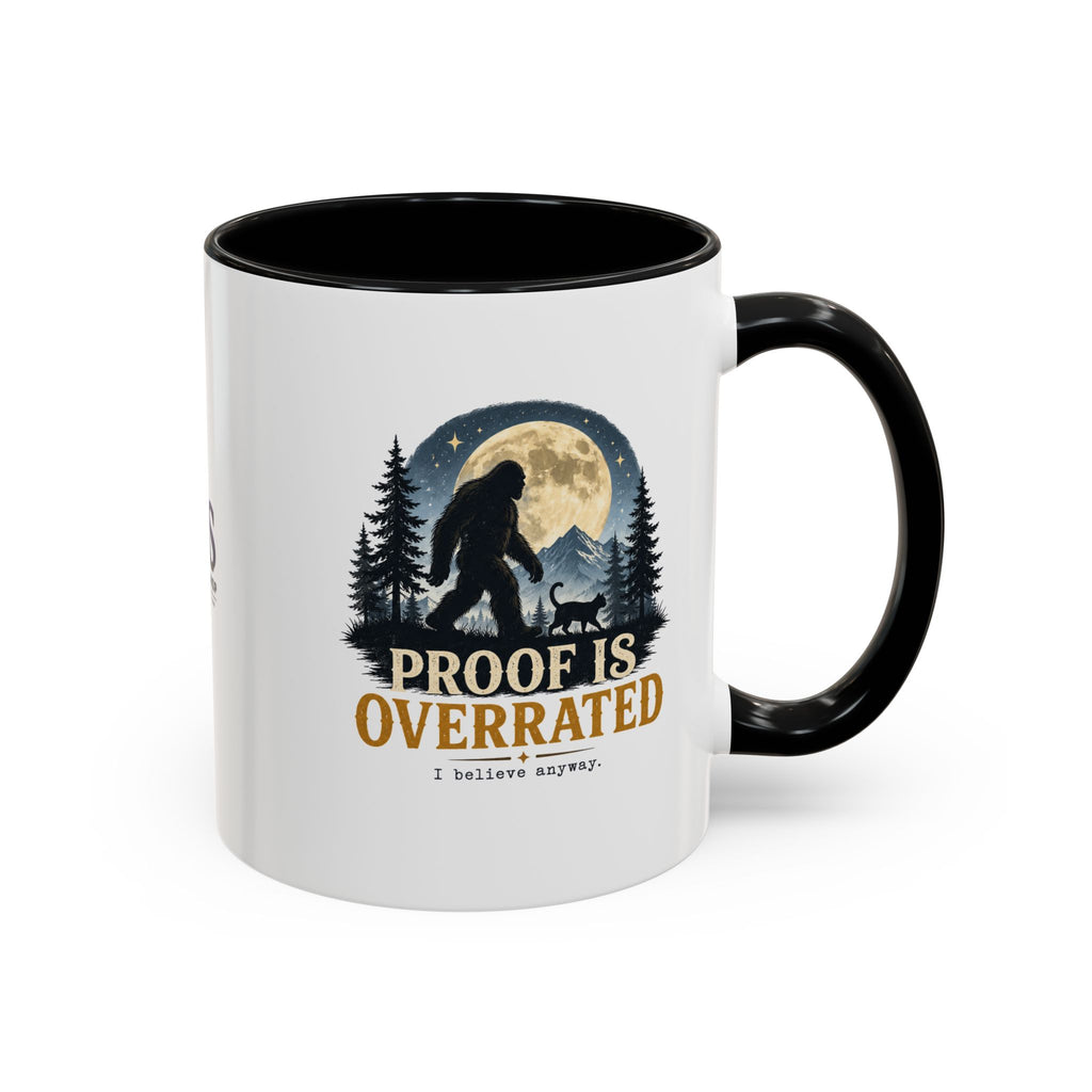 Proof Is Overrated Sasquatch & Black Cat Accent Mug
