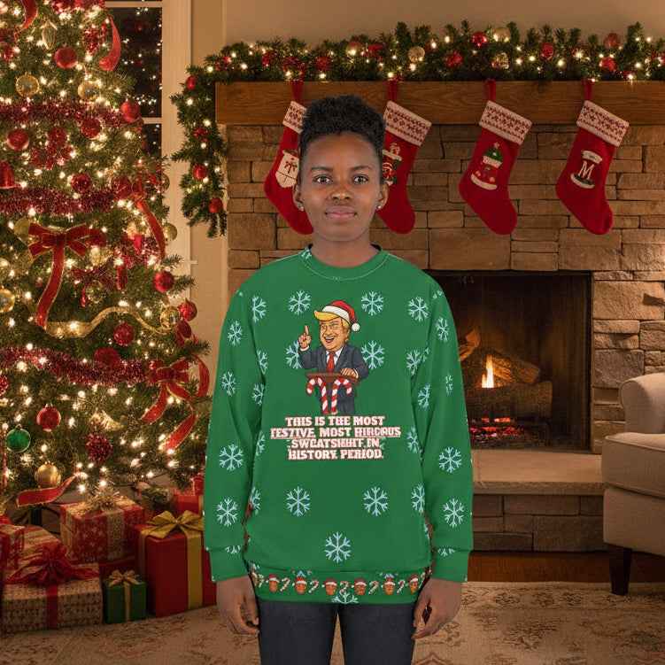 Most Hideous Christmas Sweatshirt – Bombastic Politician Ugly Sweater Parody