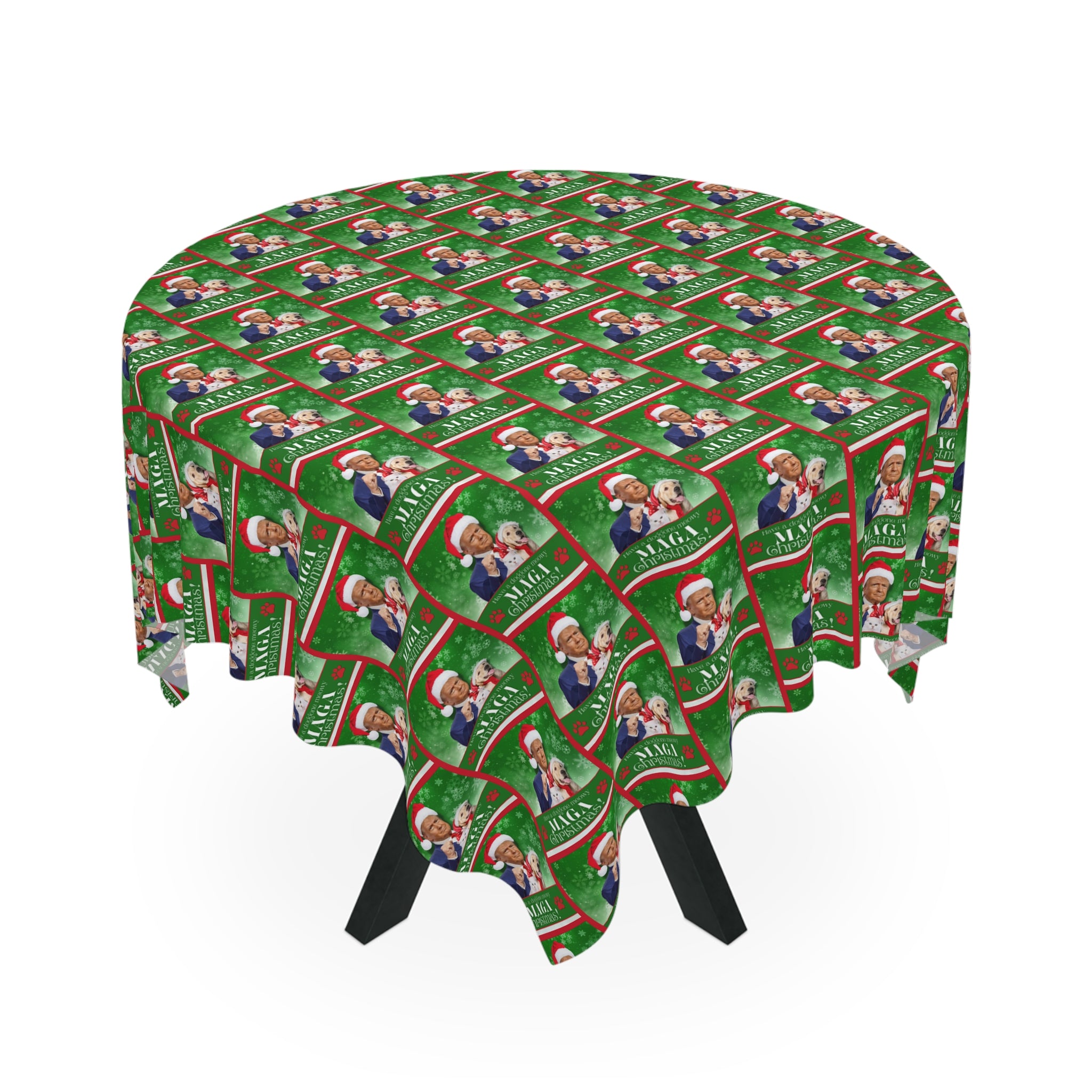 Photo depicting the ​MAGA Christmas Tablecloth from EpiAl's Shop.