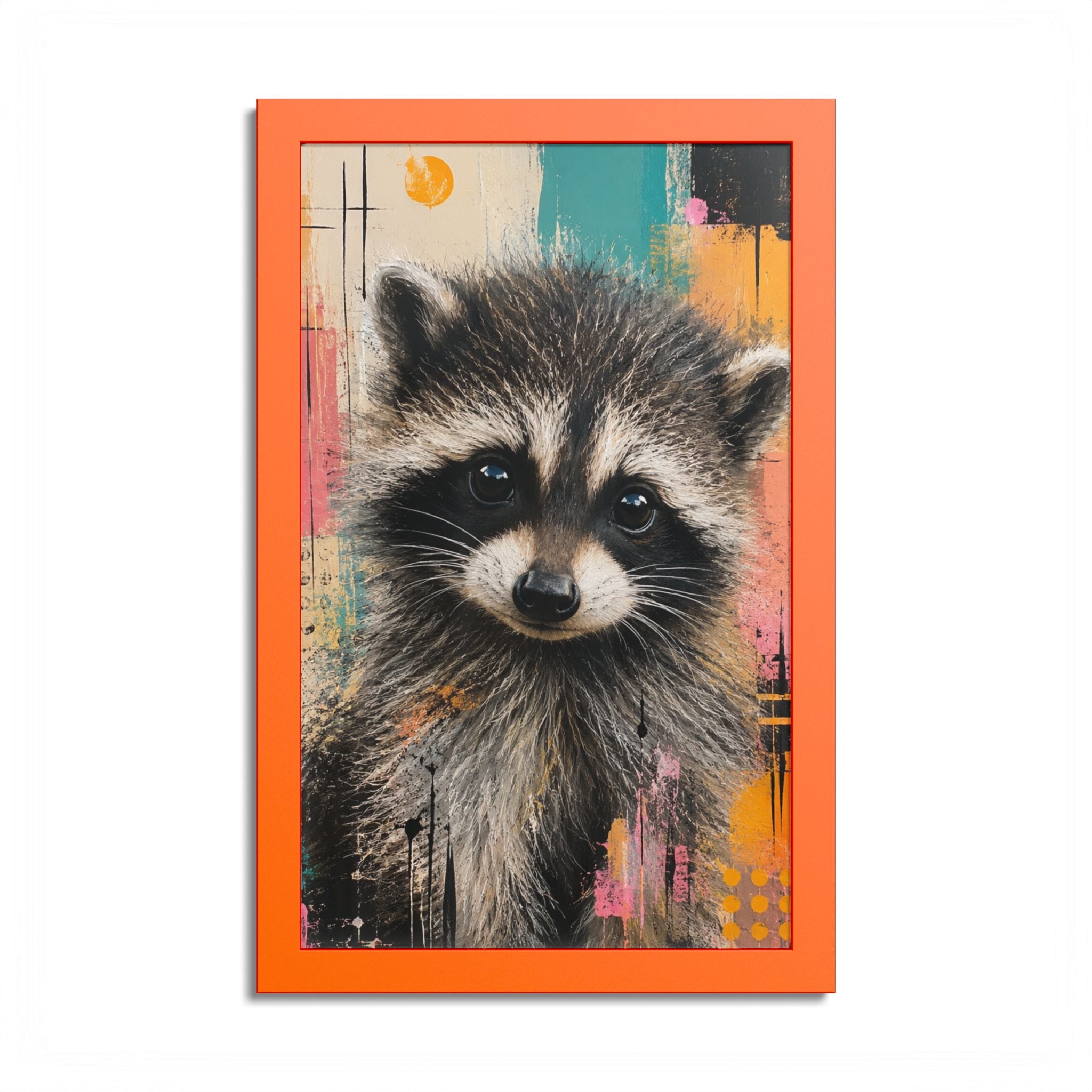 Jimothy Modern Raccoon Framed Wall Art | Colorful Contemporary Animal Portrait