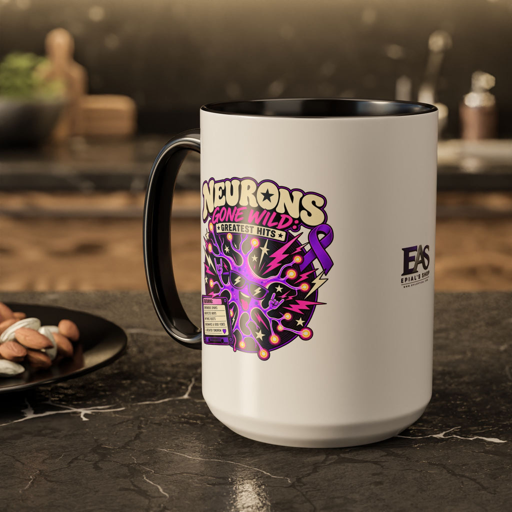 Neurons Gone Wild: Greatest Hits Epilepsy Awareness Accent Coffee Mug (11oz/15oz)