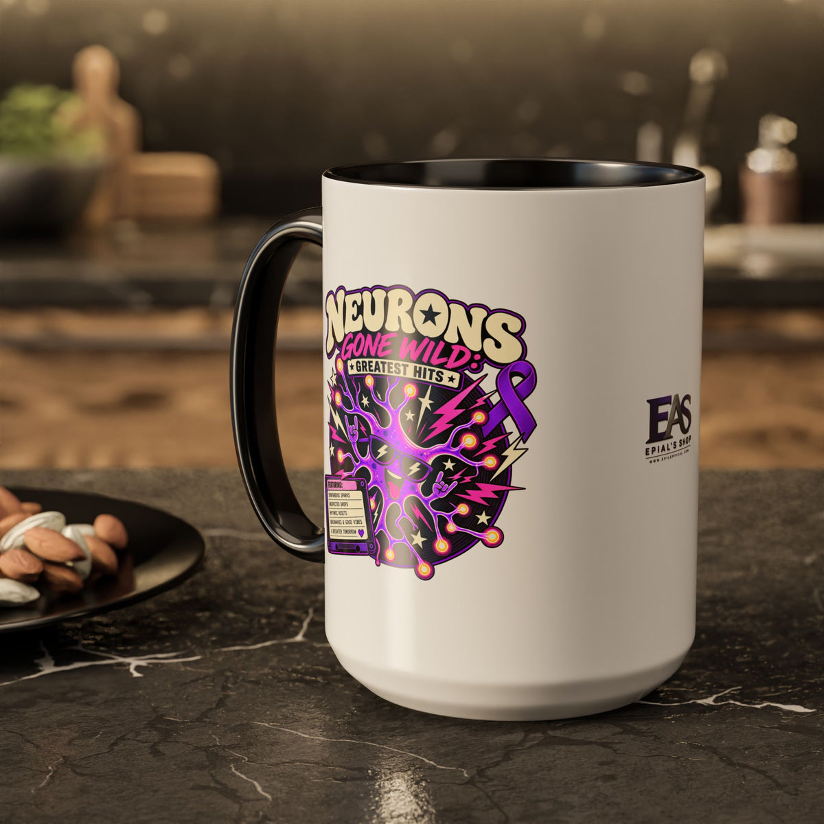 Neurons Gone Wild: Greatest Hits Epilepsy Awareness Accent Coffee Mug (11oz/15oz)