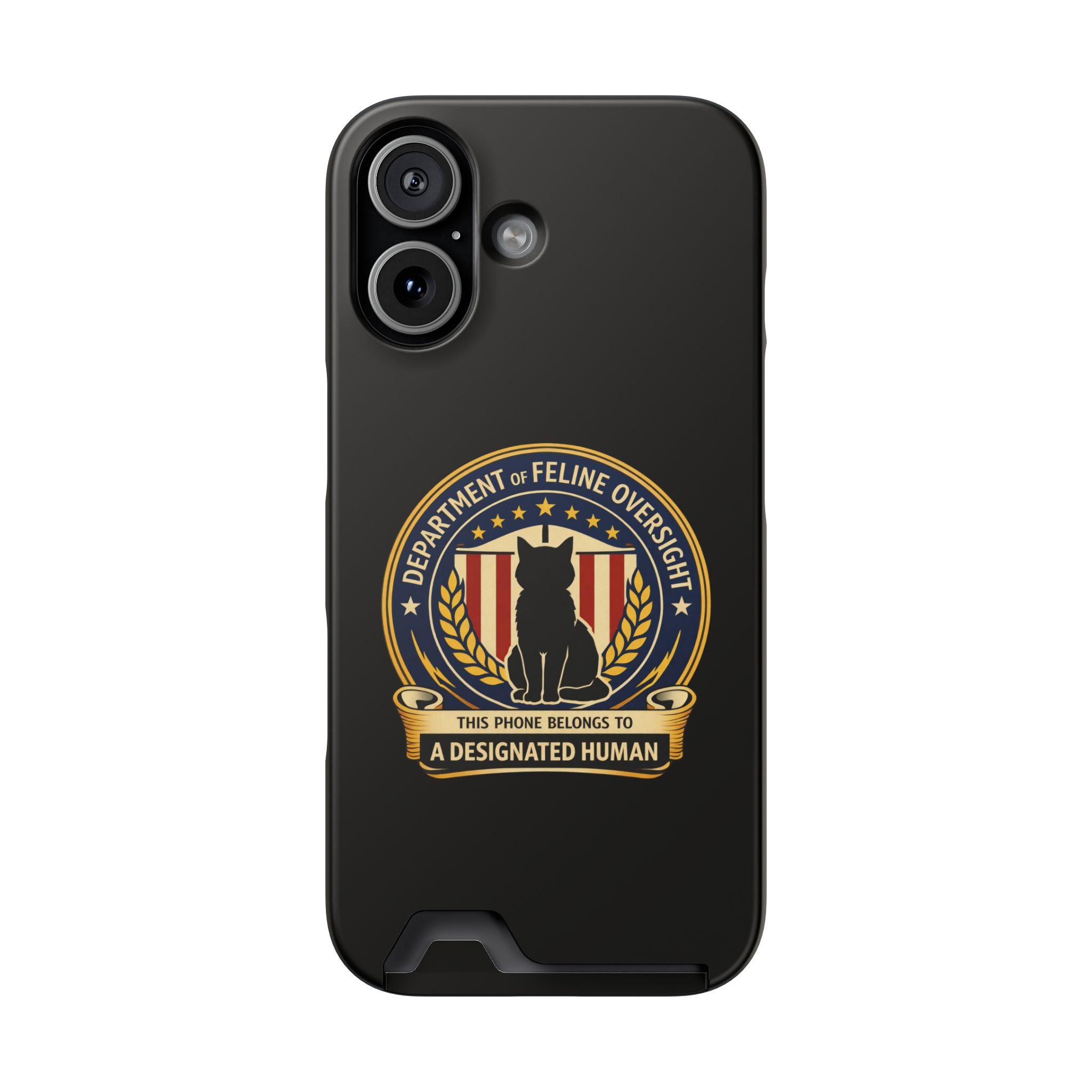 Department of Feline Oversight iPhone Case – “Designated Human” Official Seal, MagSafe Slim Case with Card Slot