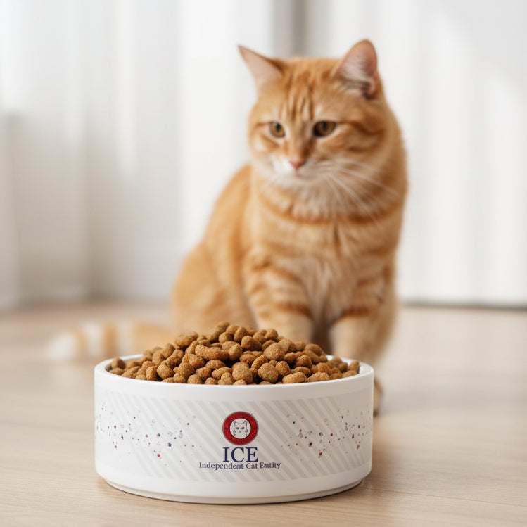 ICE – Independent Cat Entity Ceramic Cat Bowl | Political Parody