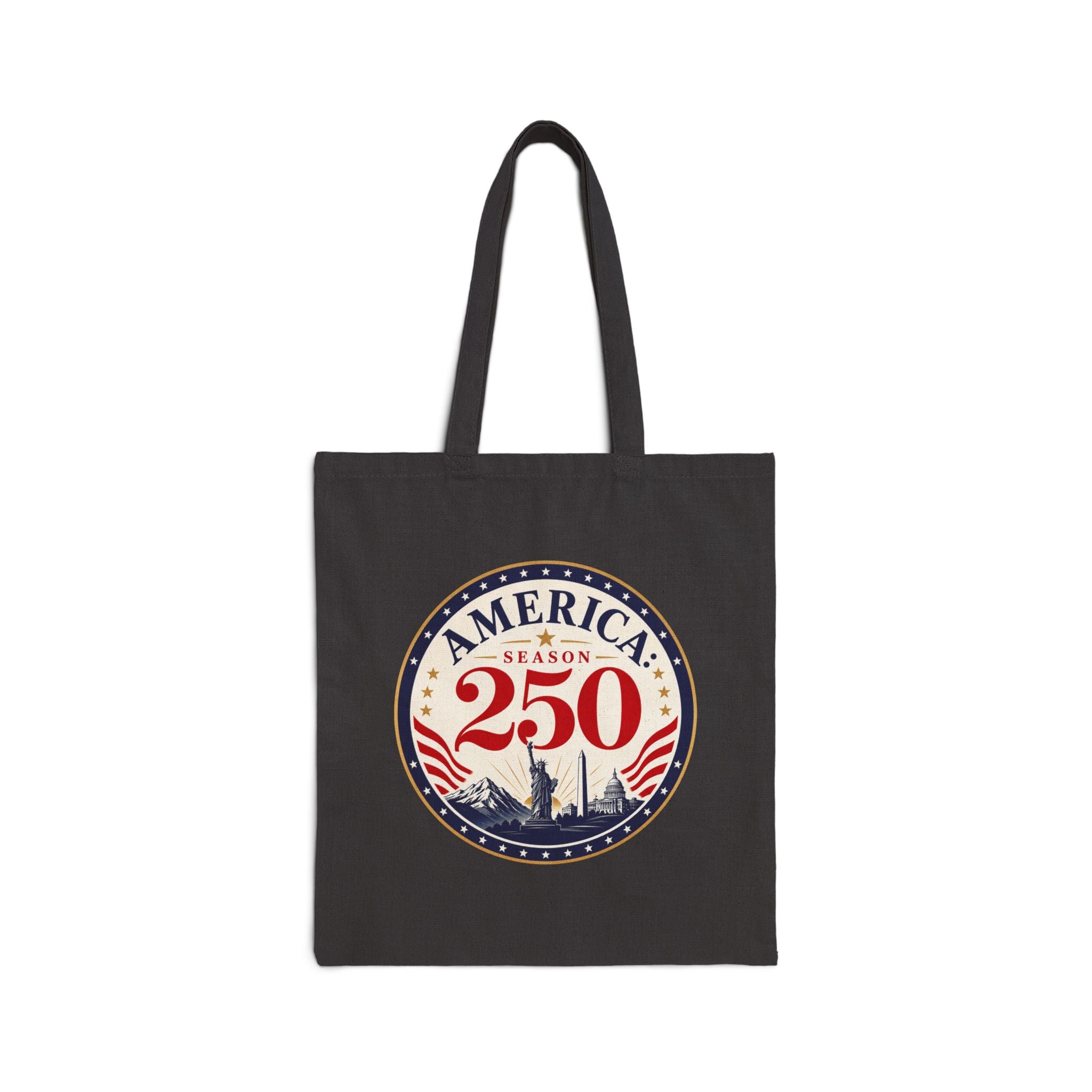 America: Season 250 Patriotic Canvas Tote Bag | USA Anniversary Carryall