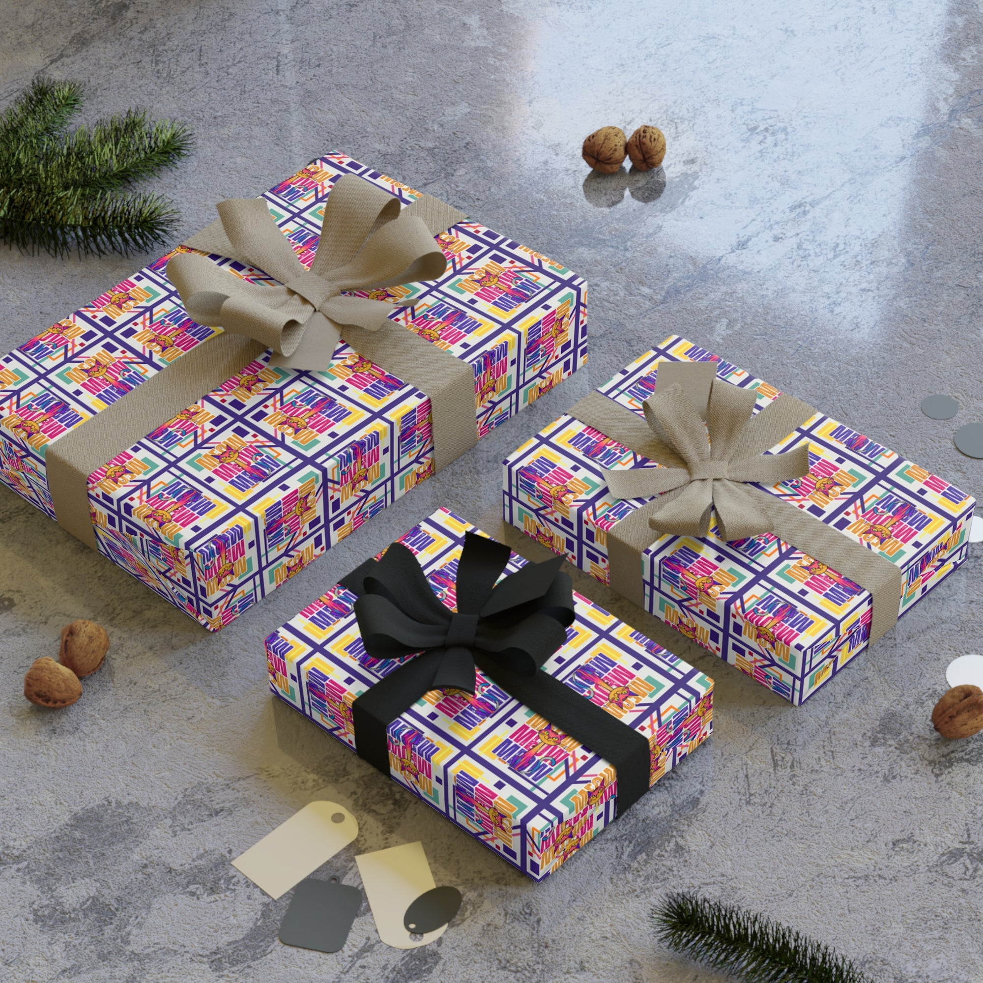 Vibrant Meow Meow Meow Gift Wrapping Paper Roll