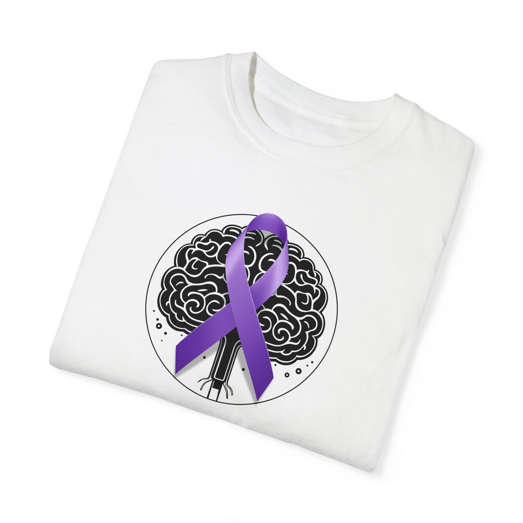 Purple Ribbon Brain Unisex Garment - Dyed T - shirt - T - Shirt - Epileptic Al’s Shop