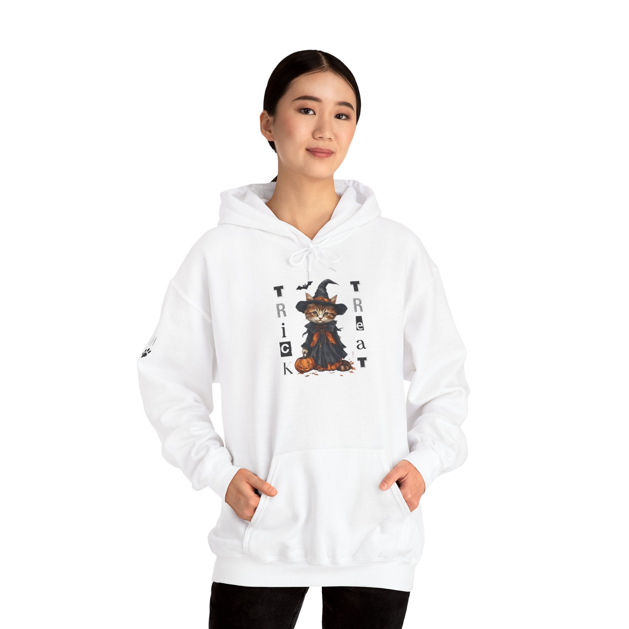 Cozy Halloween Witchy Cat Hoodie