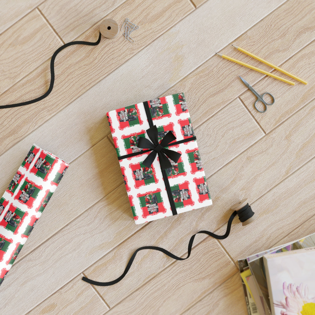 Festive Santa Trump Holiday Gift Wrapping Paper Roll