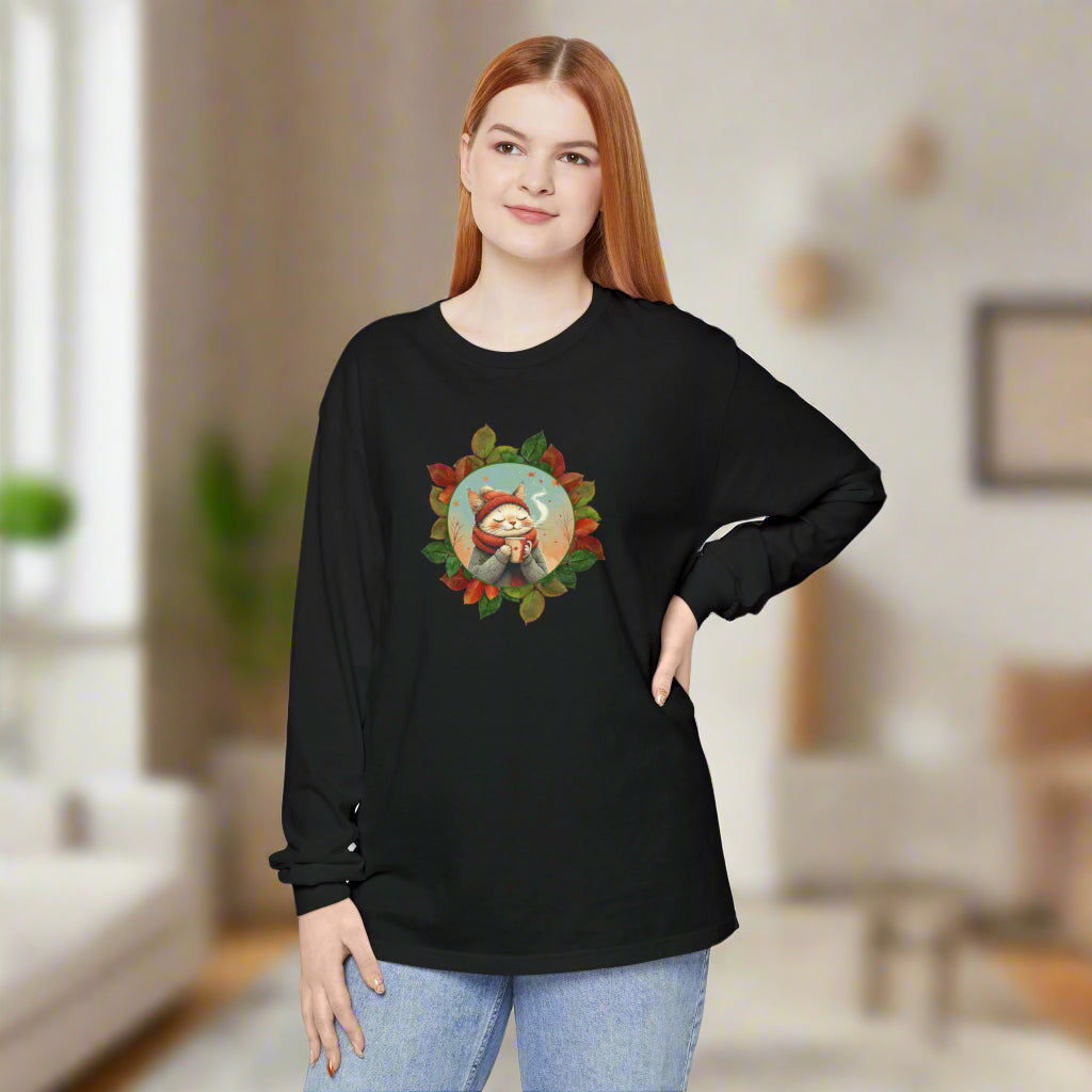 Country Autumn Kitty Long Sleeve T-Shirt | Fall Fashion