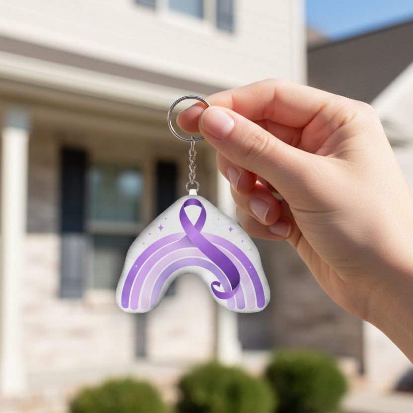 Purple Awareness Rainbow Plush Keychain – Epilepsy Support Charm
