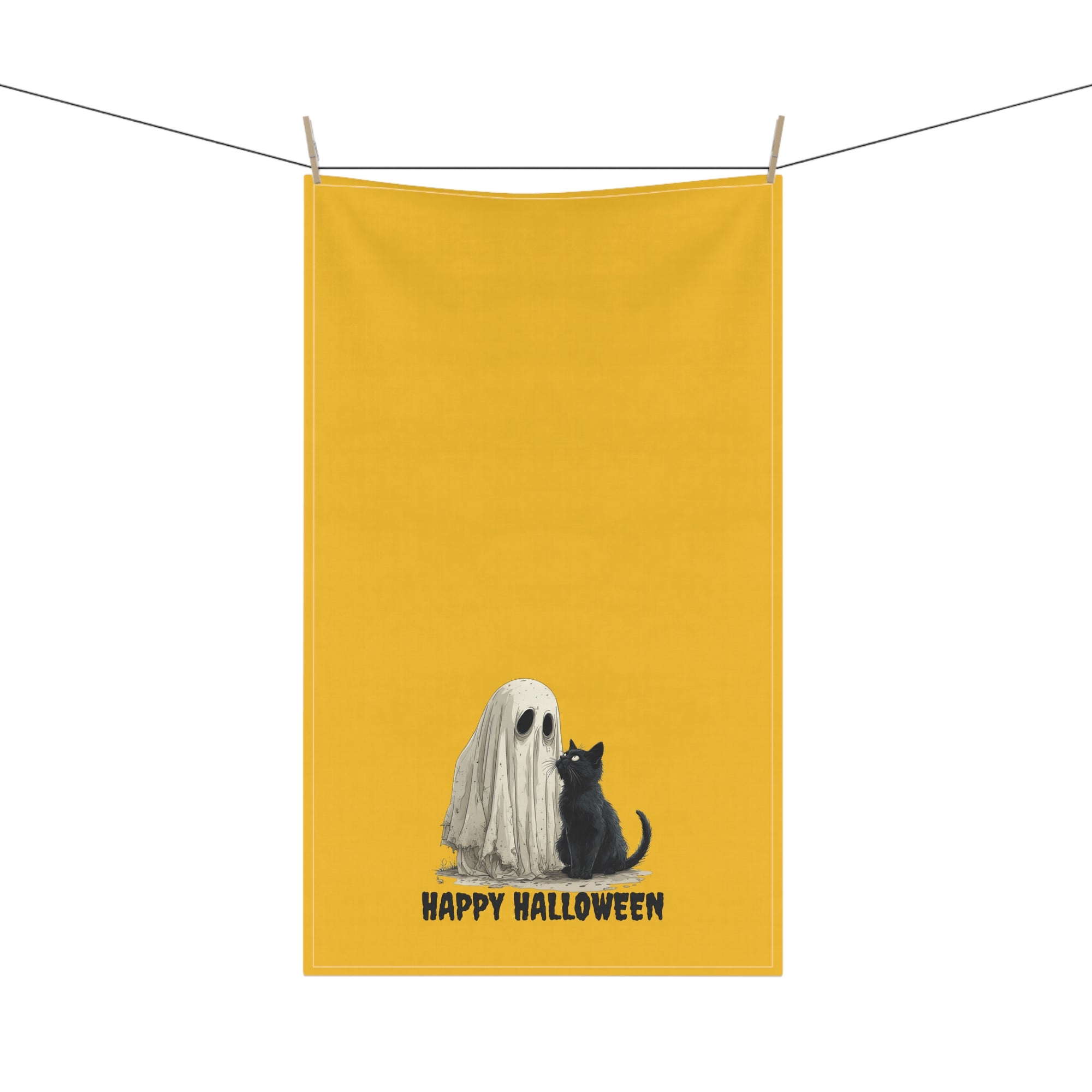 Halloween Tea Towels with Ghost and Cat Design