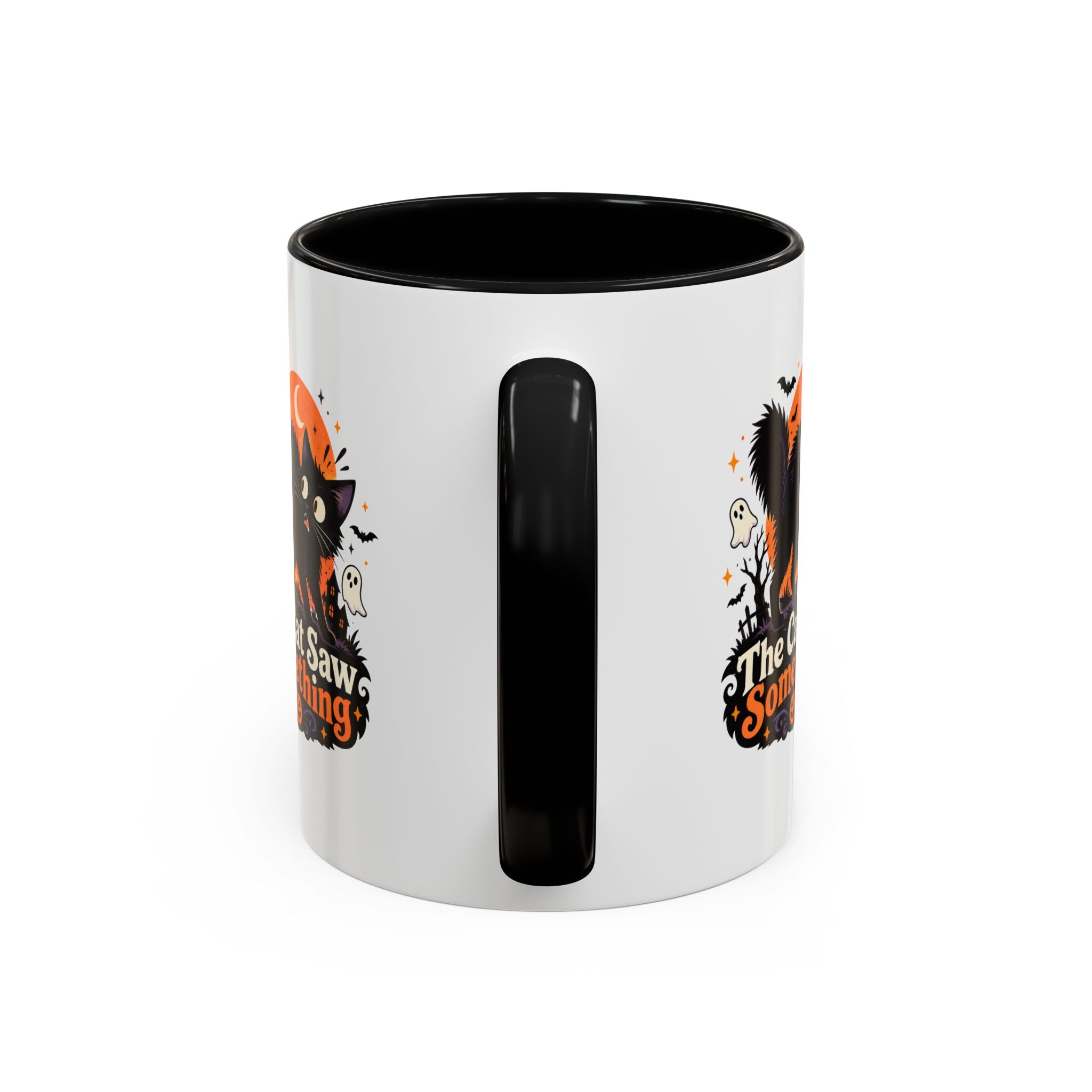 The Cat Saw Something Halloween Black Cat Accent Mug