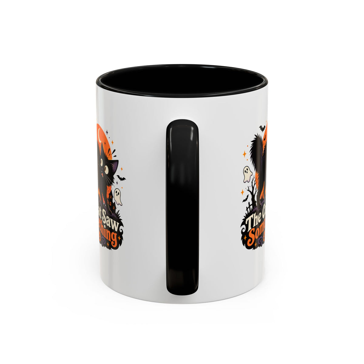 The Cat Saw Something Halloween Black Cat Accent Mug