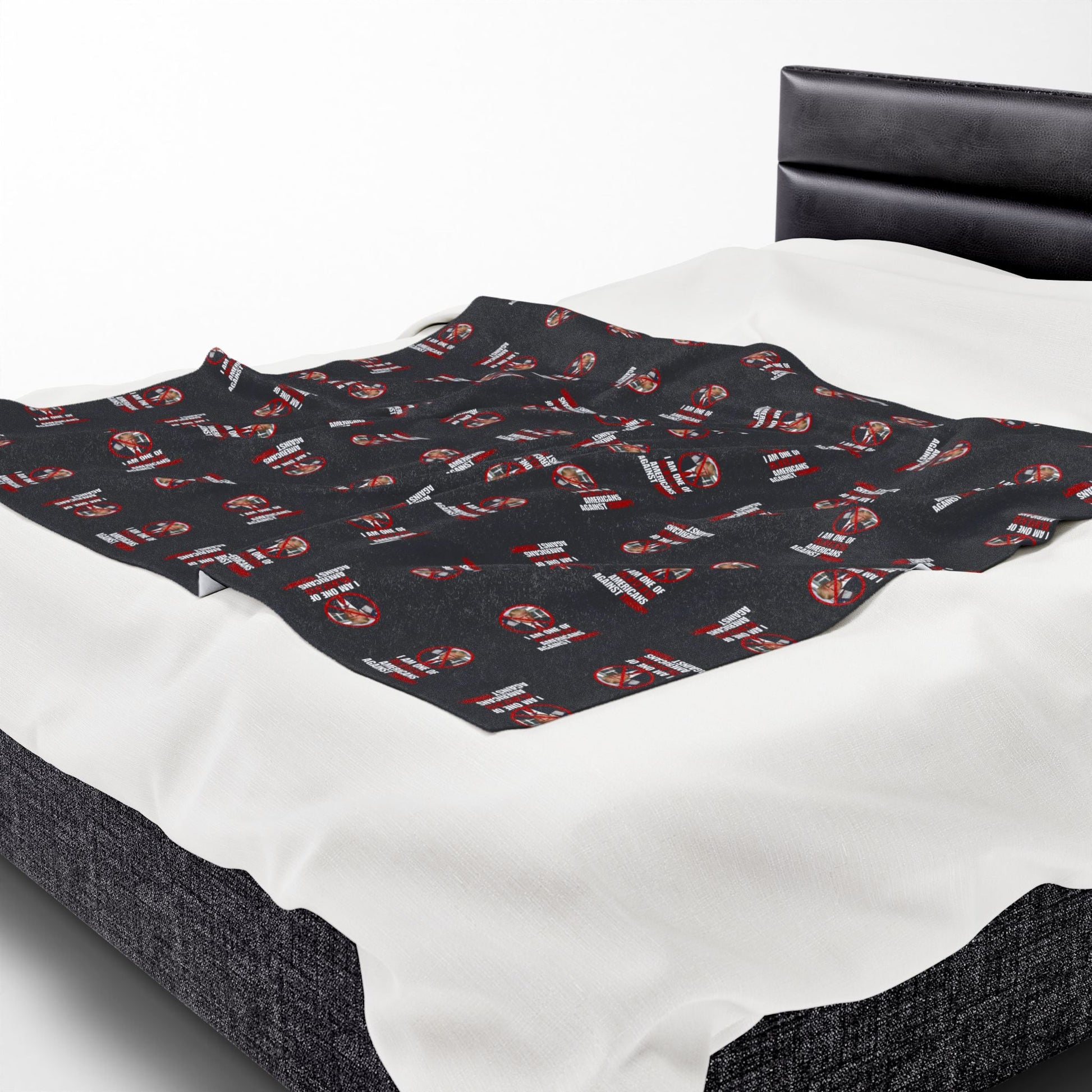 Cozy Velveteen Plush Blanket – Americans Against Trump Design Printify