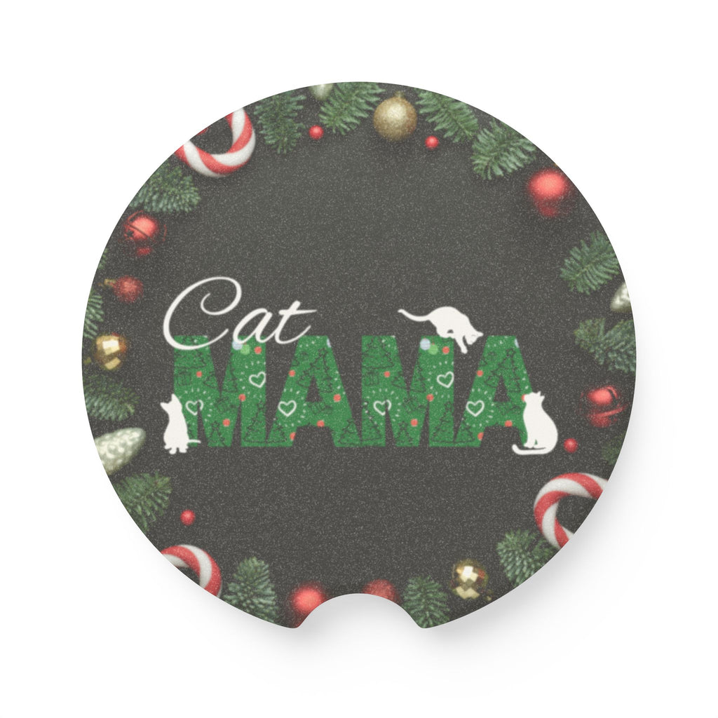Christmas Cat Mama Soapstone Car Coaster