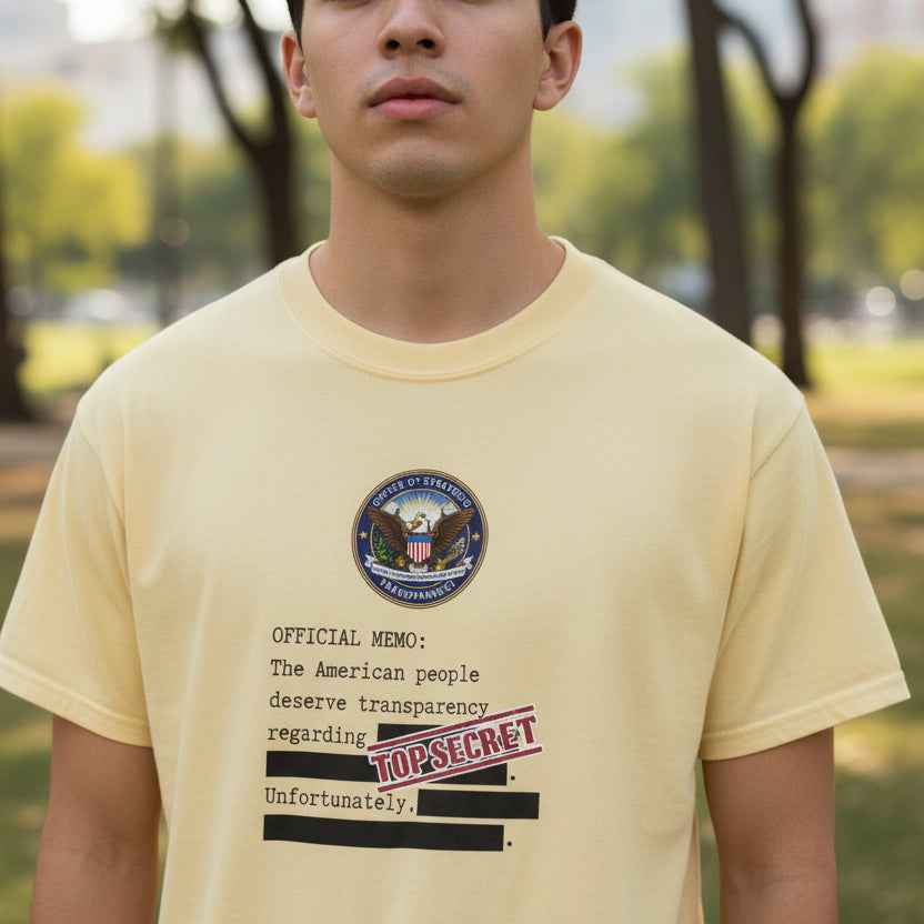 Official Memo “Top Secret” Unisex T-Shirt – Redacted Transparency Graphic Tee