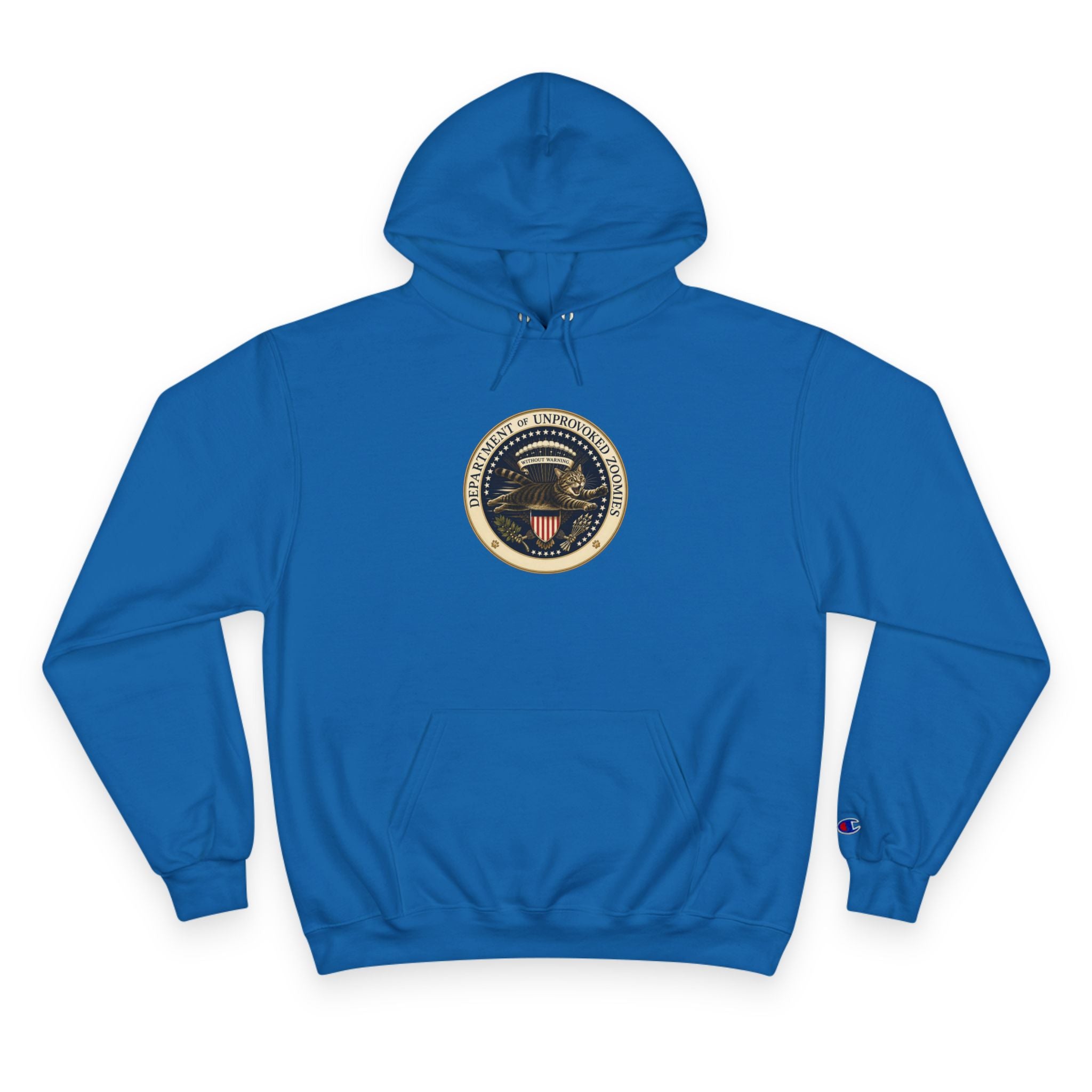 Department of Unprovoked Zoomies Champion Hoodie | Funny Cat Seal Sweatshirt
