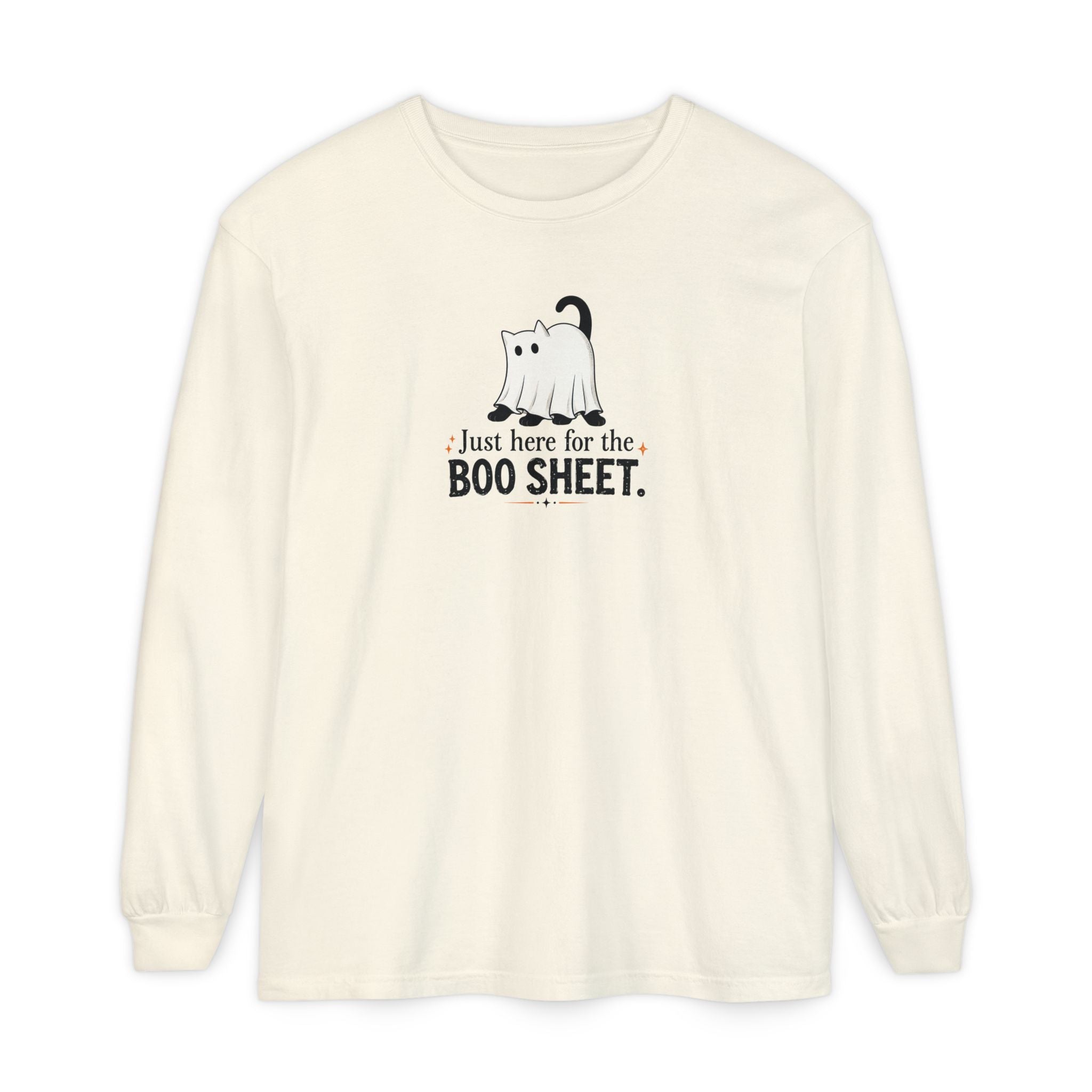 Just Here for the Boo Sheet Halloween Cat Long Sleeve Shirt