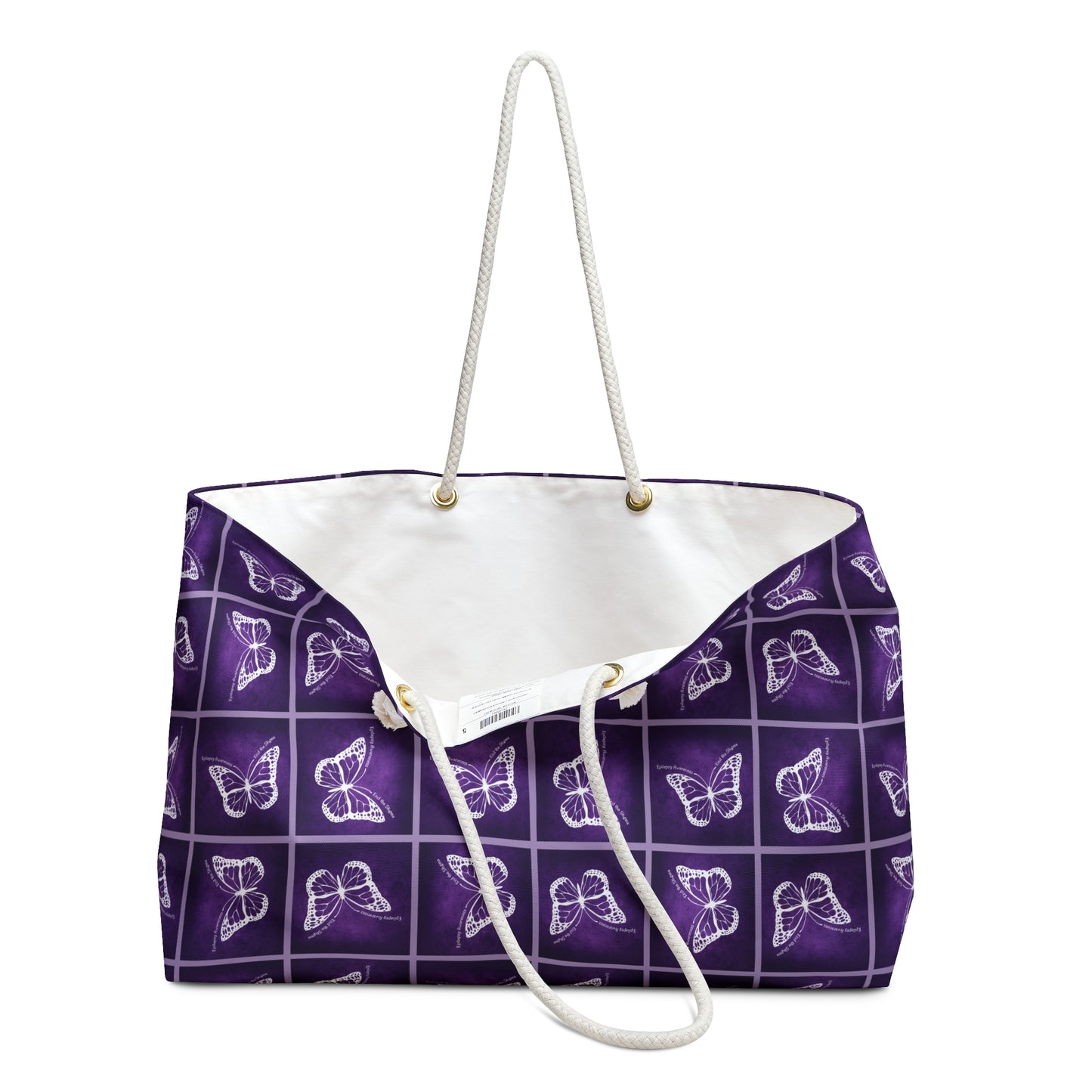 Elegant Purple Butterfly Print Weekender Bag