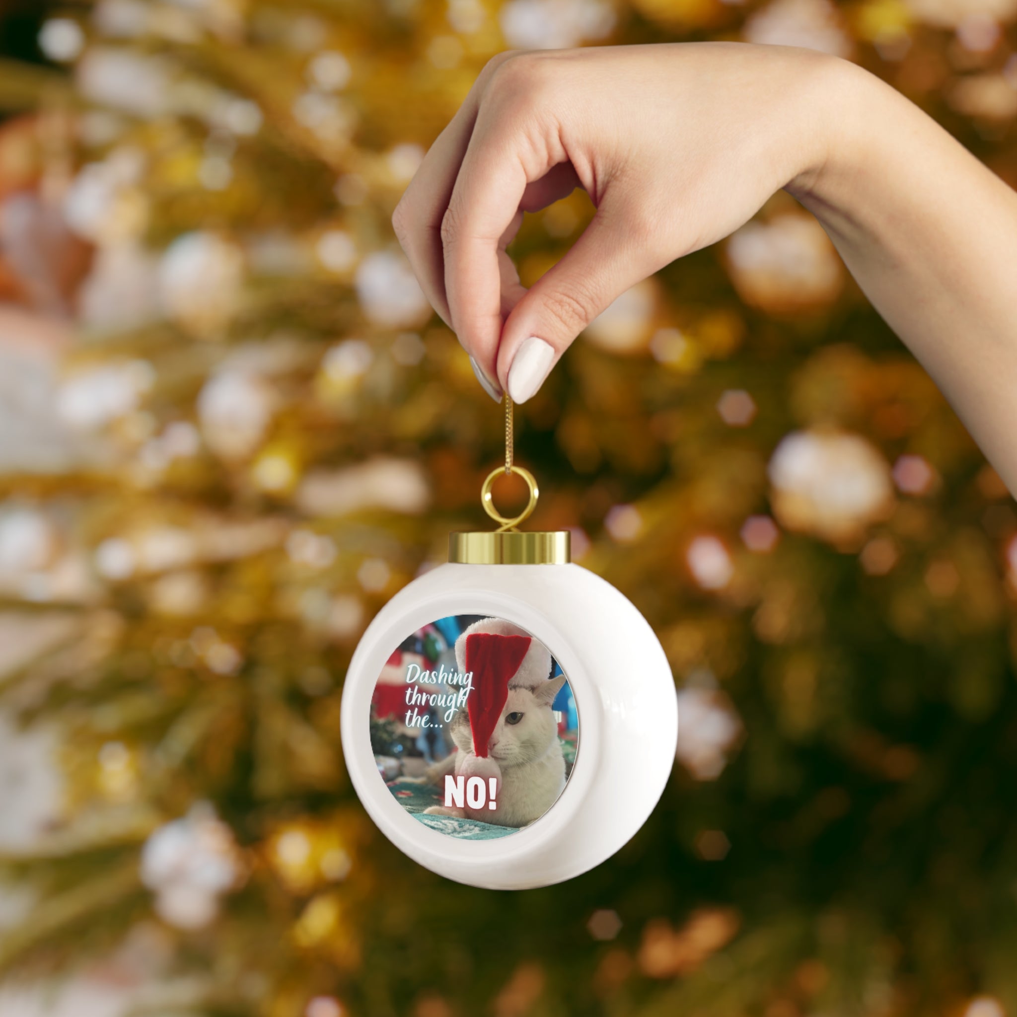 Photo depicting the ​Dashing Through the No Ball Ornament from EpiAl's Shop.