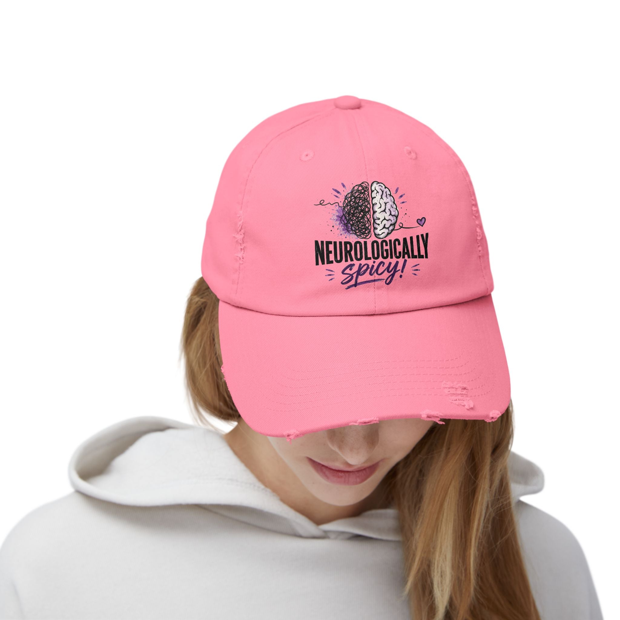 Neurologically Spicy Distressed Cap | Epilepsy Awareness Brain Hat