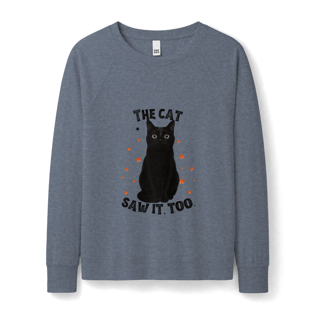 The Cat Saw It, Too Halloween Black Cat Lightweight Sweatshirt