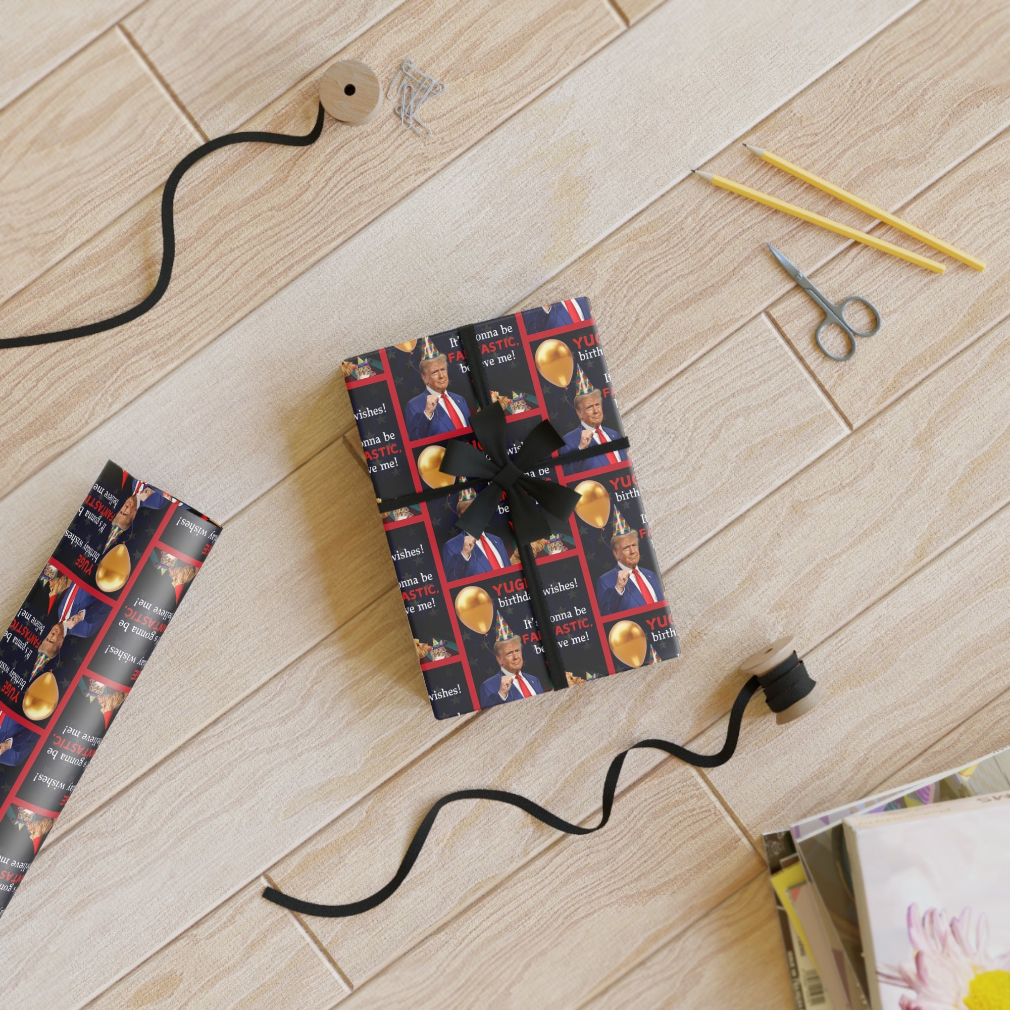 Trump Yuge Birthday Wishes Gift Wrapping Paper Rolls, 1pc