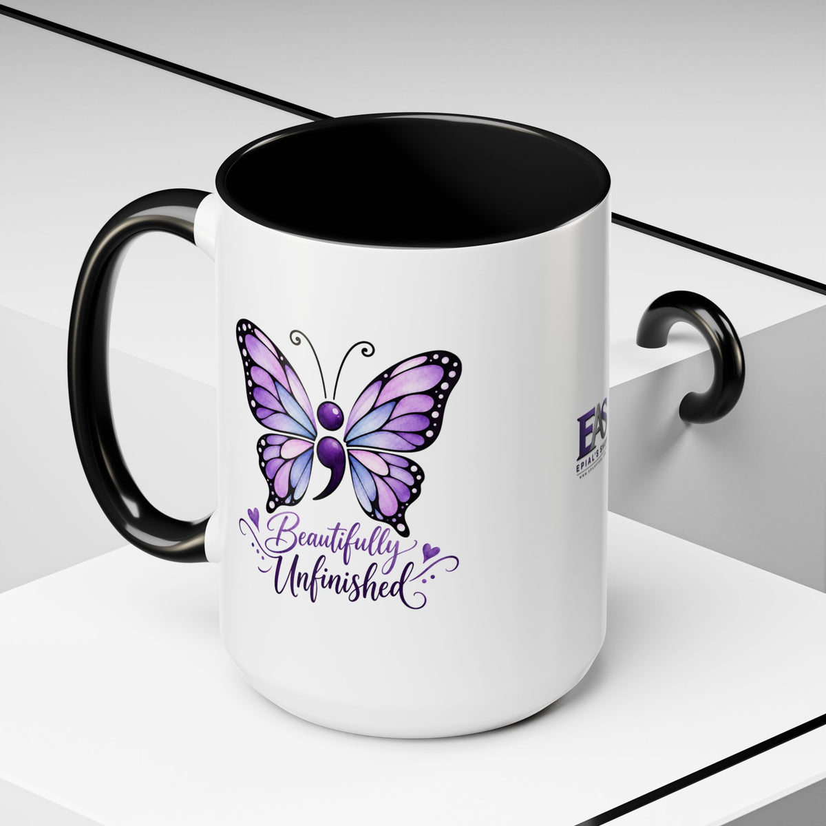 Beautifully Unfinished Semicolon Suicide Awareness Mug