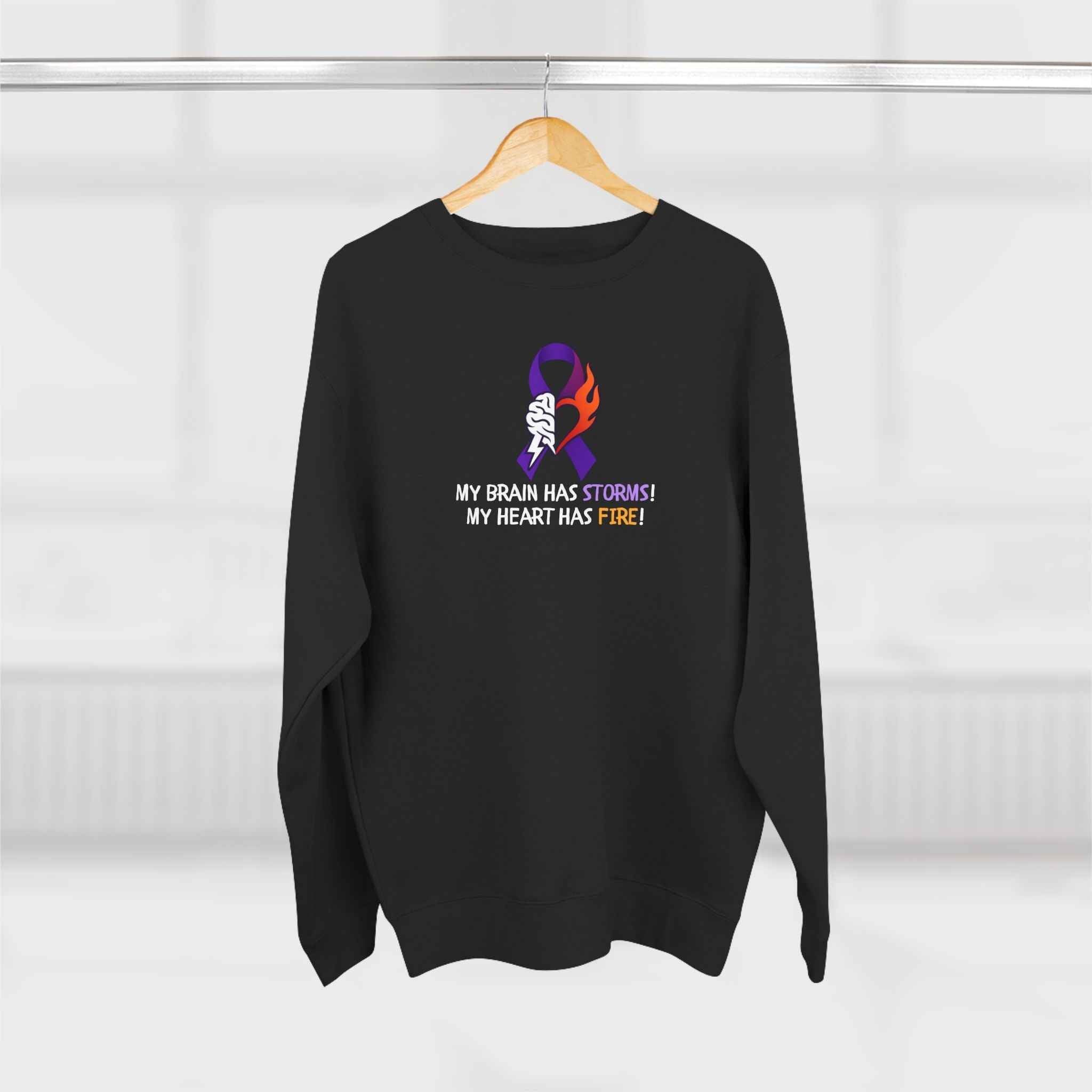 Epilepsy Awareness “Brain Storms & Heart Fire” Unisex Sweatshirt