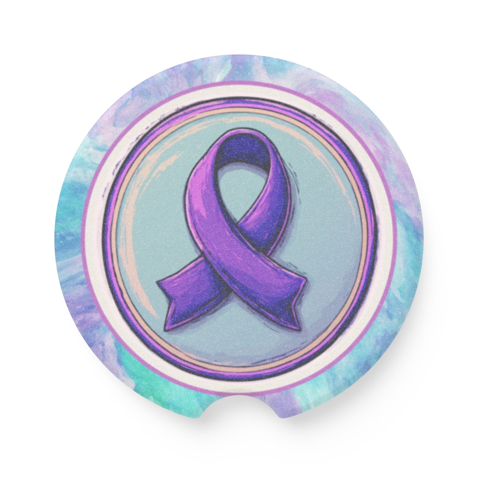 Purple Ribbon Soapstone Car Coaster | Awareness Gift