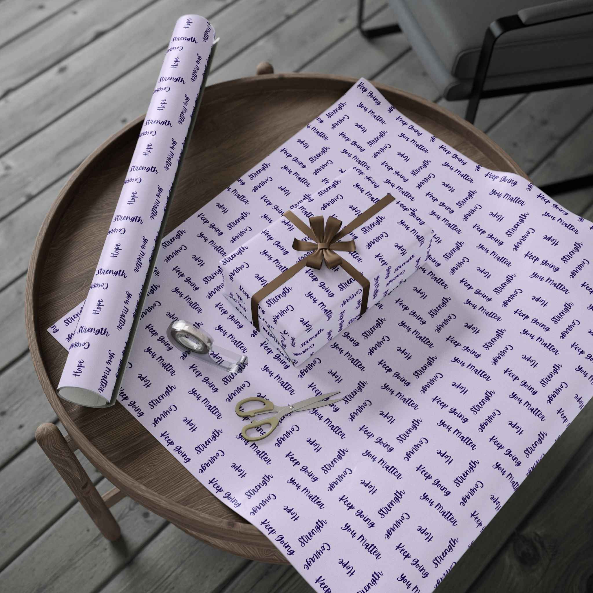 Inspirational Word Wrap – Light Purple Encouragement Gift Wrap