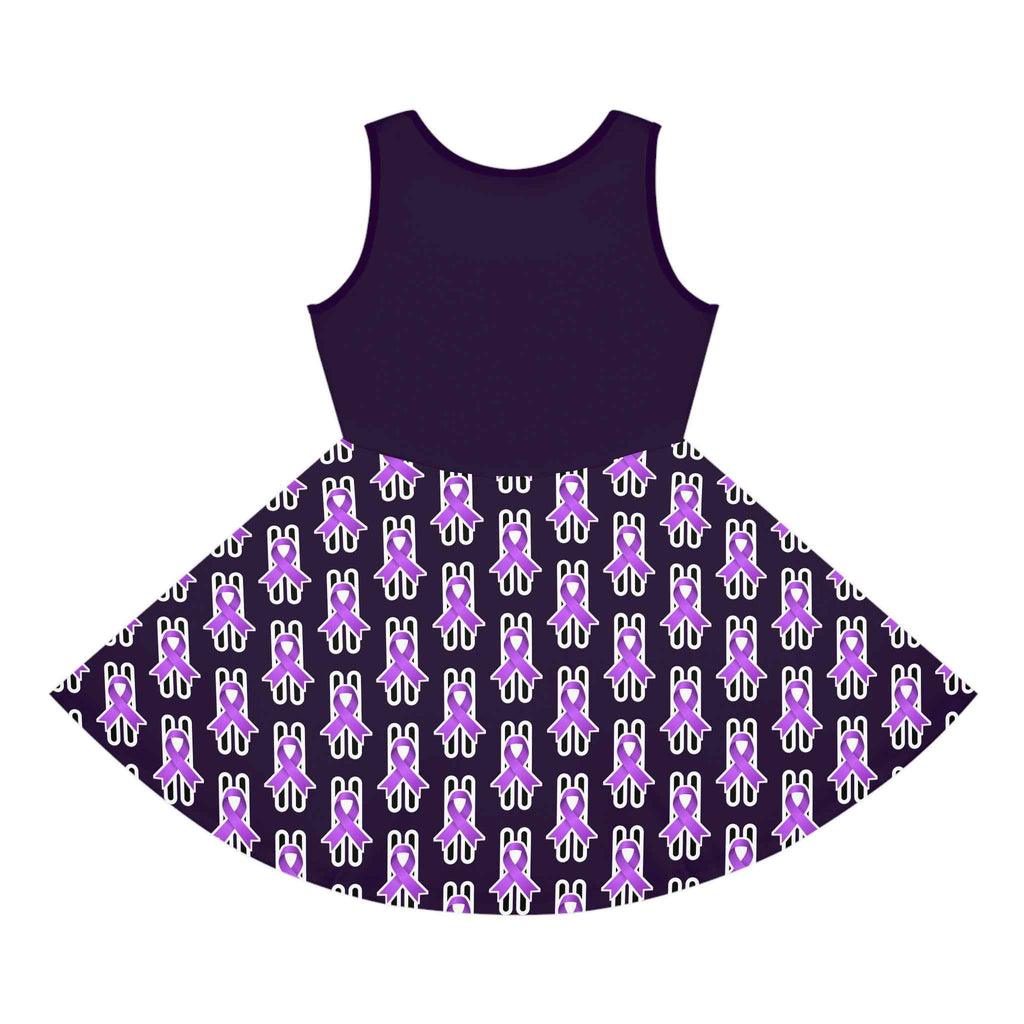 Pause for Epilepsy Awareness Girls Dress – Purple Ribbon Sleeveless Twirl Dress