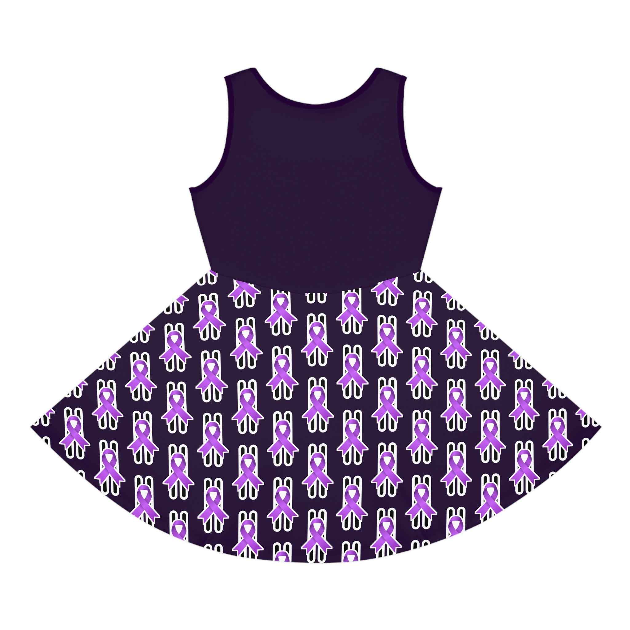 Pause for Epilepsy Awareness Girls Dress – Purple Ribbon Sleeveless Twirl Dress