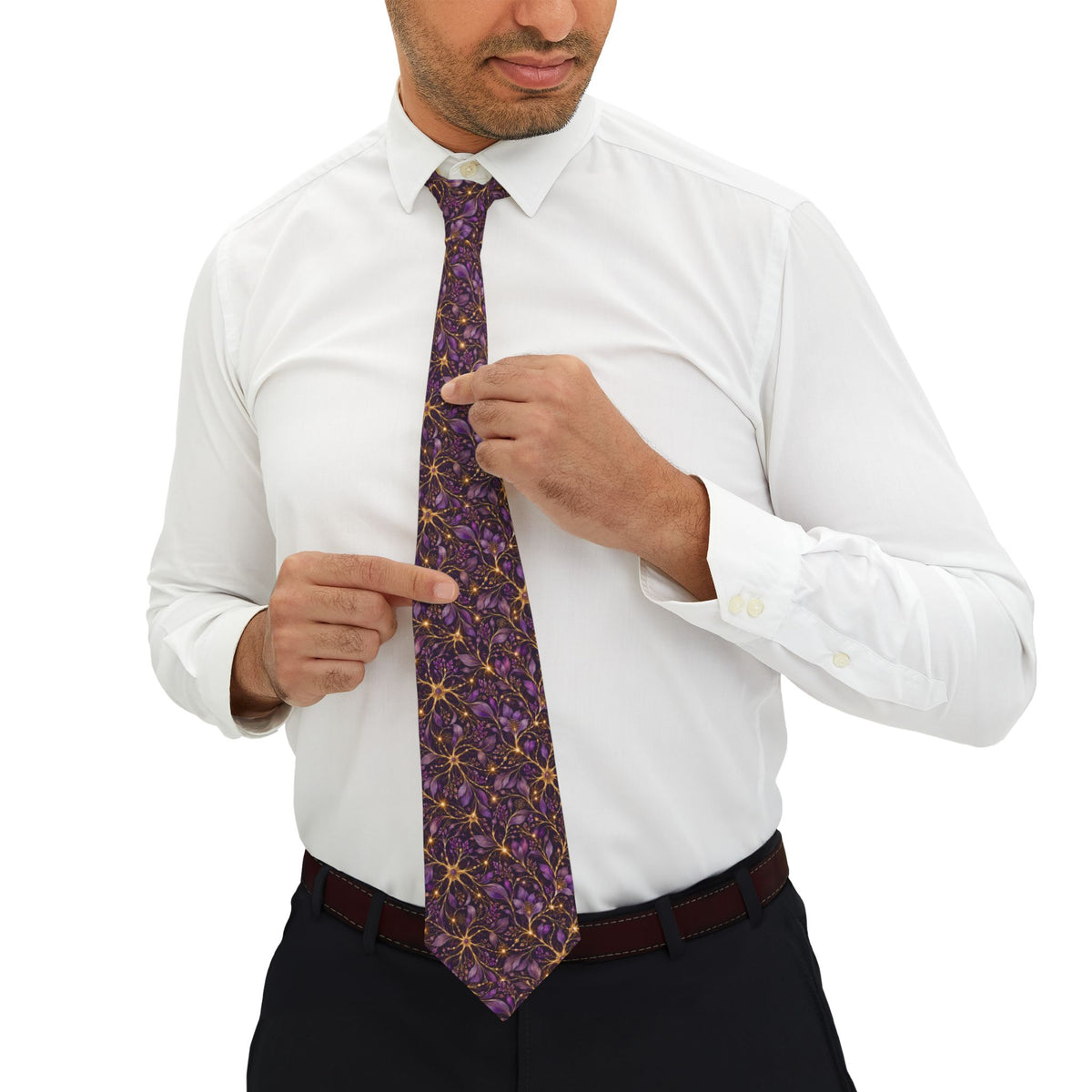 Beautifully Miswired | Purple & Gold Epilepsy Awareness Neuron Necktie