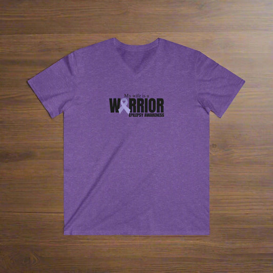 Epilepsy Awareness V-Neck Tee - Support Your Warrior Wife