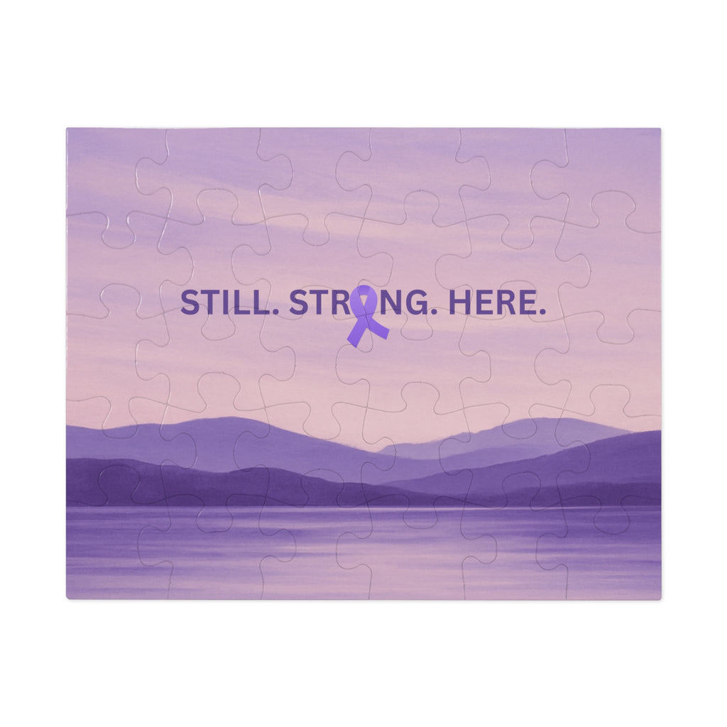 “Still. Strong. Here.” Epilepsy Awareness Jigsaw Puzzle — Lavender Horizon Design