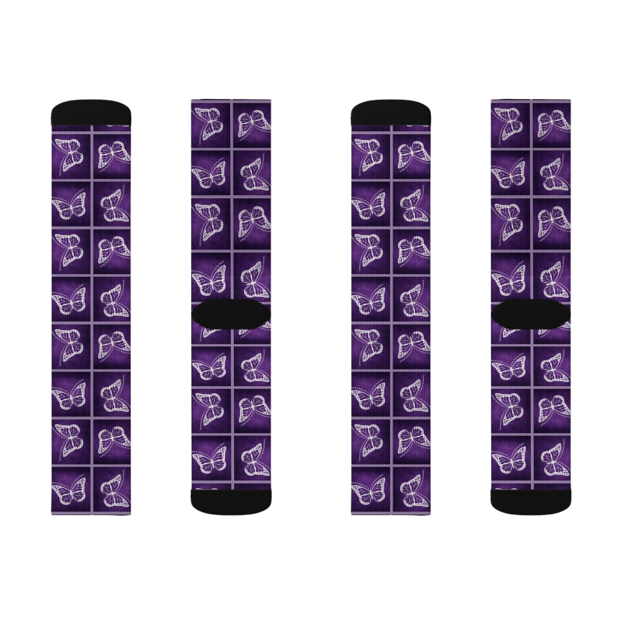 Purple Butterfly Pattern Sublimation Socks
