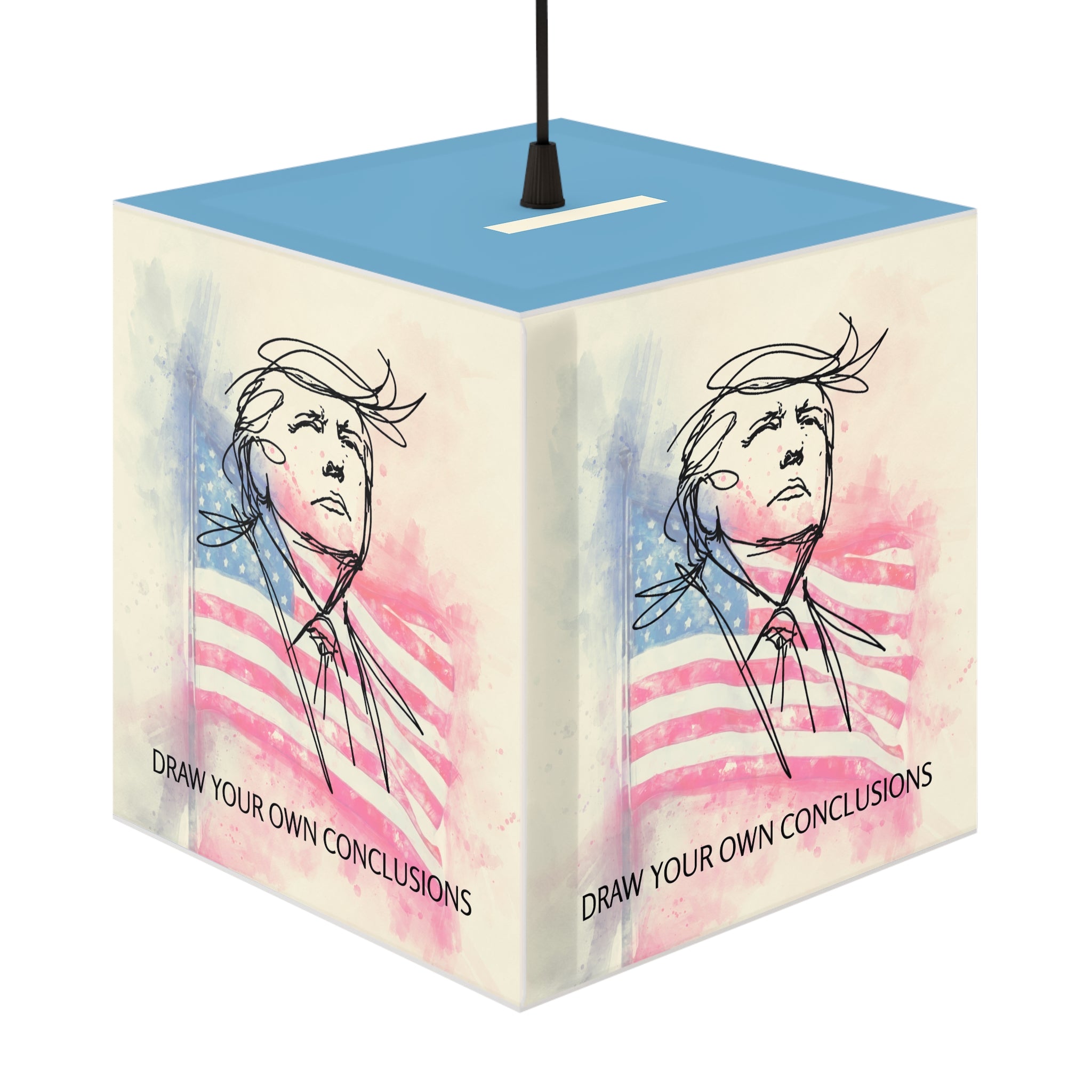 Draw Your Own Conclusions Patriotic Cube Lamp – Watercolor Flag Accent Light
