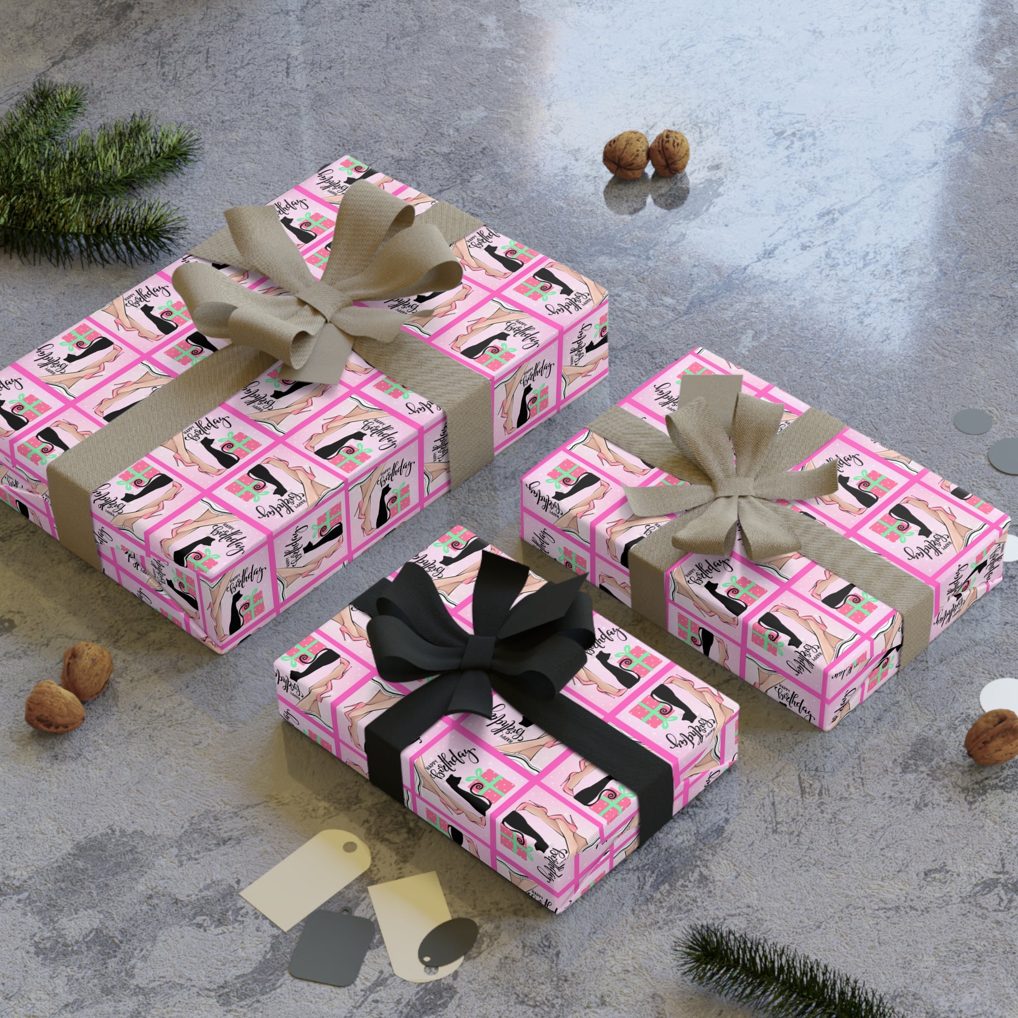 Charming Cat Lady Birthday Gift Wrapping Paper Roll