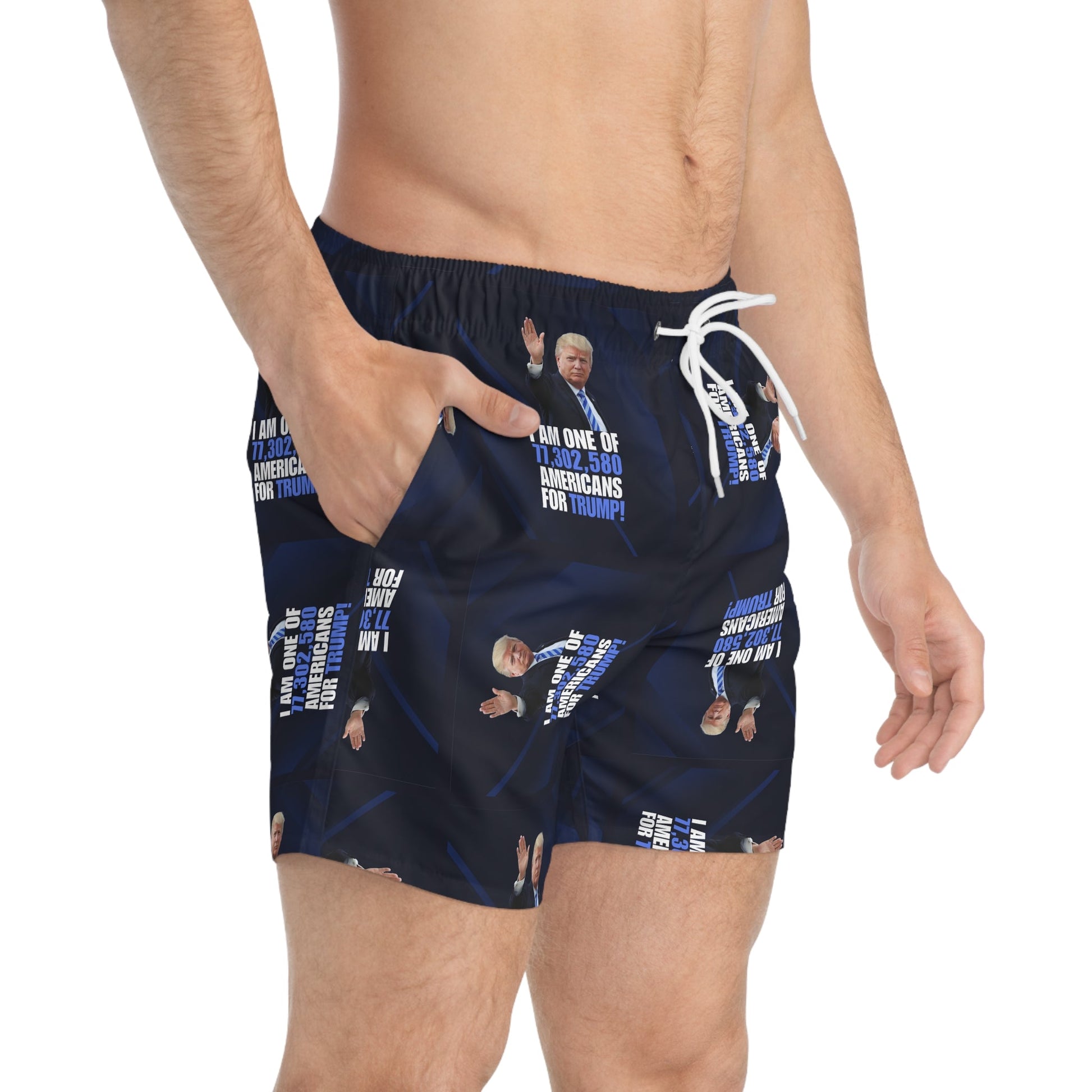 American for Donald Trump Swim Trunks - Fun Pool Wear for Supporters Printify