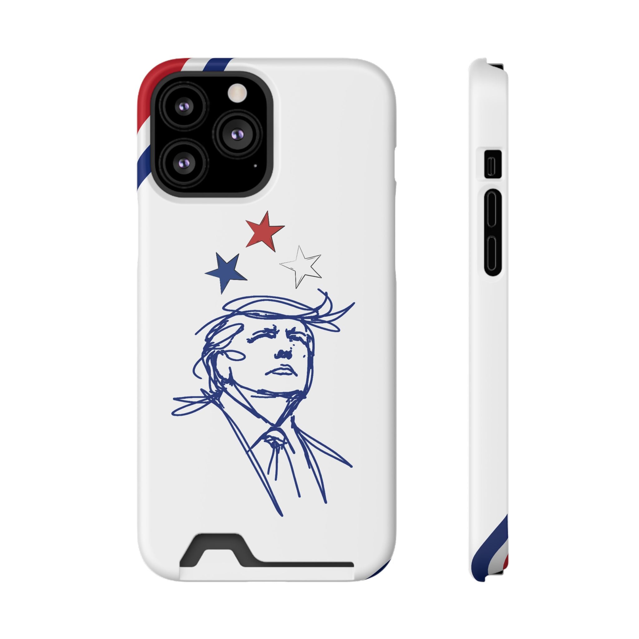 Swoop Guy iPhone Case – Minimal Line Portrait Patriotic Design, Slim Protective Case with Card Slot