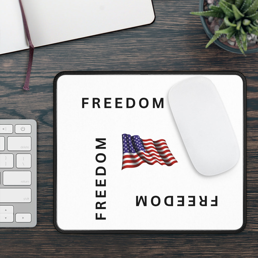 Black & White Freedom Gaming Mouse Pad – Patriotic Desk Accessory