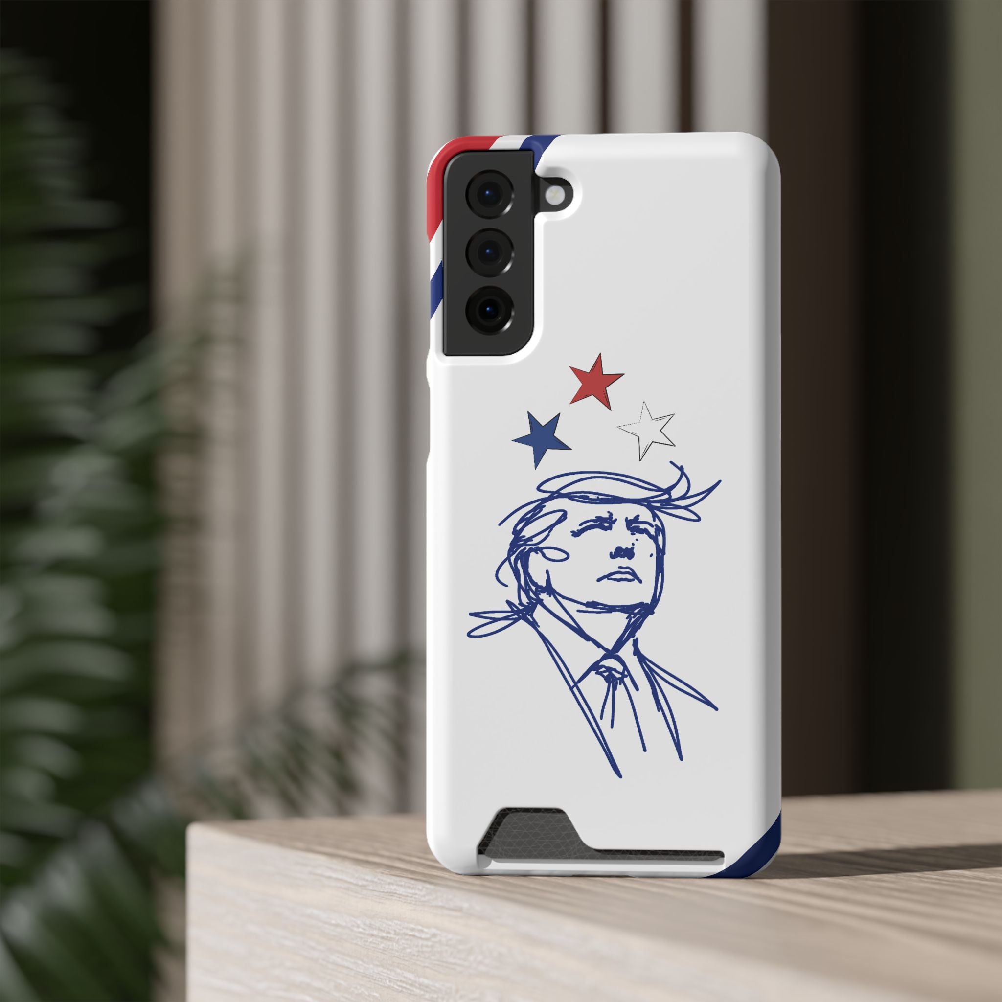 Swoop Guy iPhone Case – Minimal Line Portrait Patriotic Design, Slim Protective Case with Card Slot