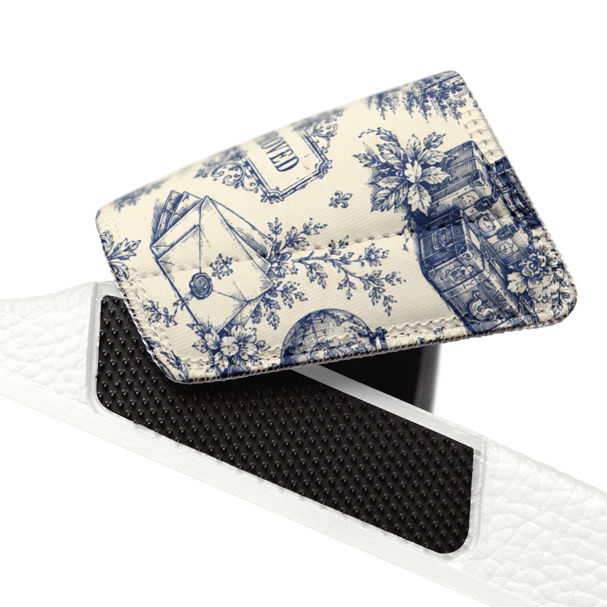 Out of Office Blue Toile Slide Sandals (Removable Strap)