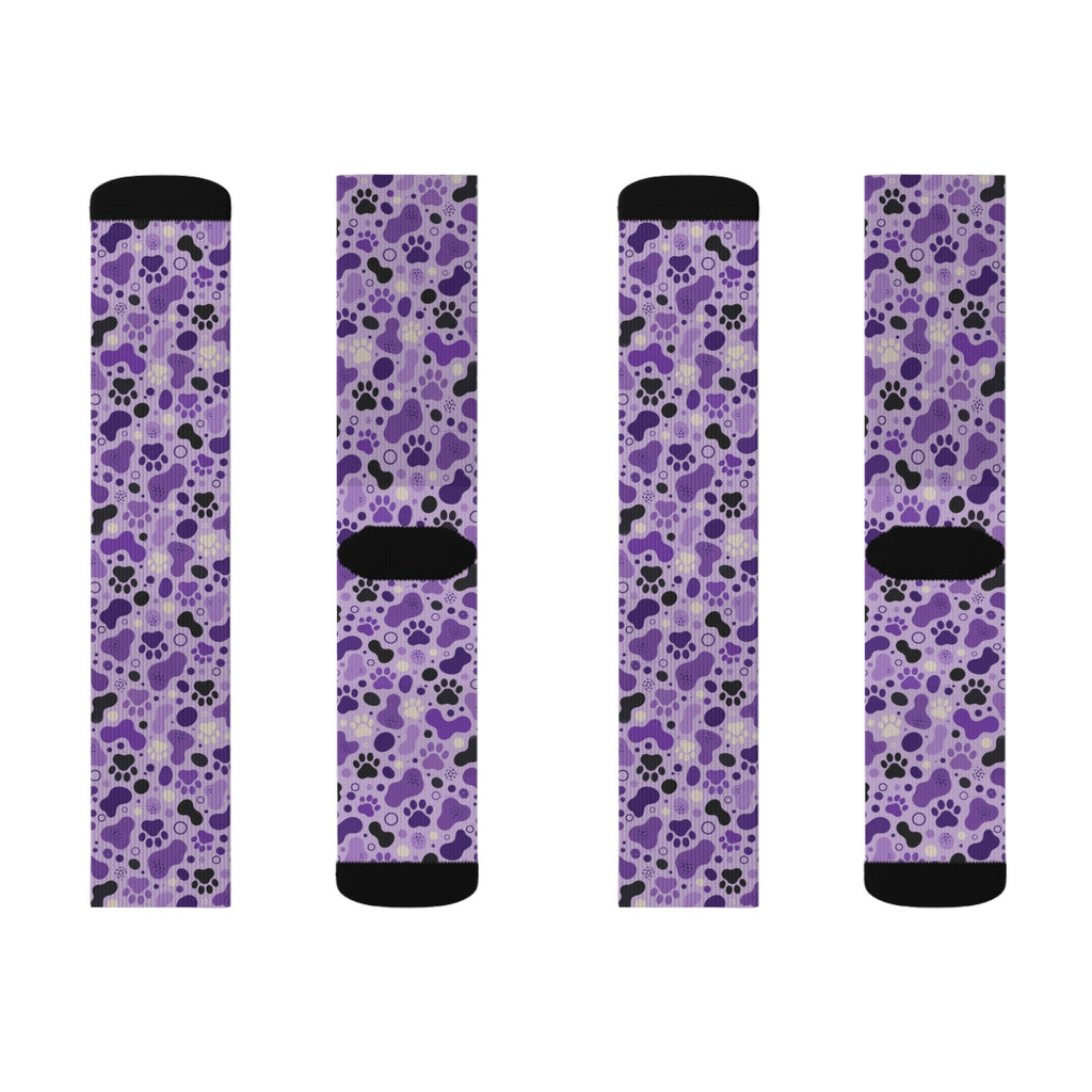 Purple Paws Cat Lover Crew Socks for Cat Ladies