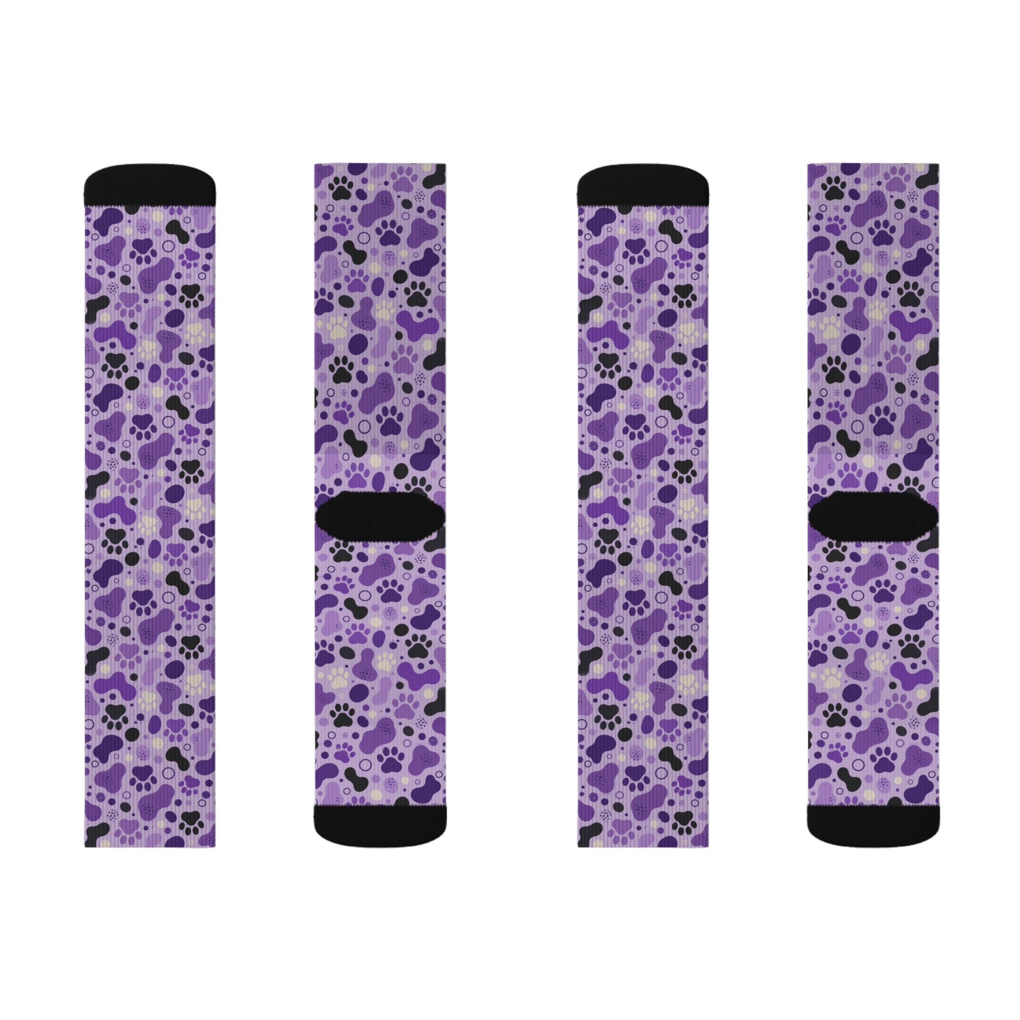 Purple Paws Cat Lover Crew Socks for Cat Ladies